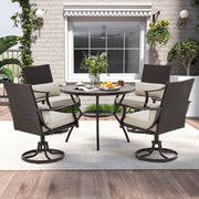 HOMREST 5-Piece Patio Dining Set, 4 Swivel Chairs & Large Round Table for Backyard, Deck, Patio