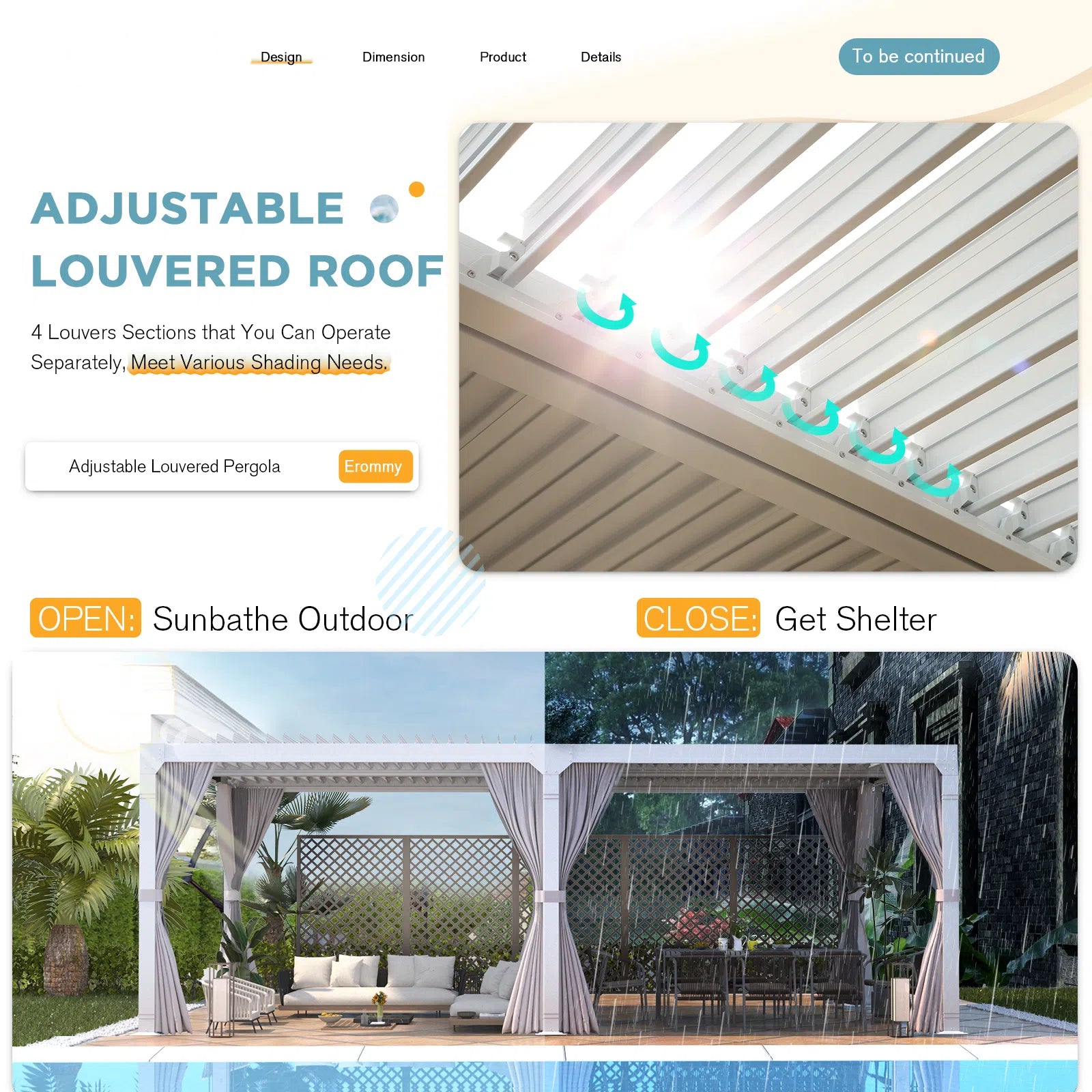 HOMREST Louvered Pergola 12x24 Outdoor Hard Top Pergola with Aluminum Frame and Adjustable Metal Rainproof Roof for Garden & Patio, Curtains and Netting Included, White