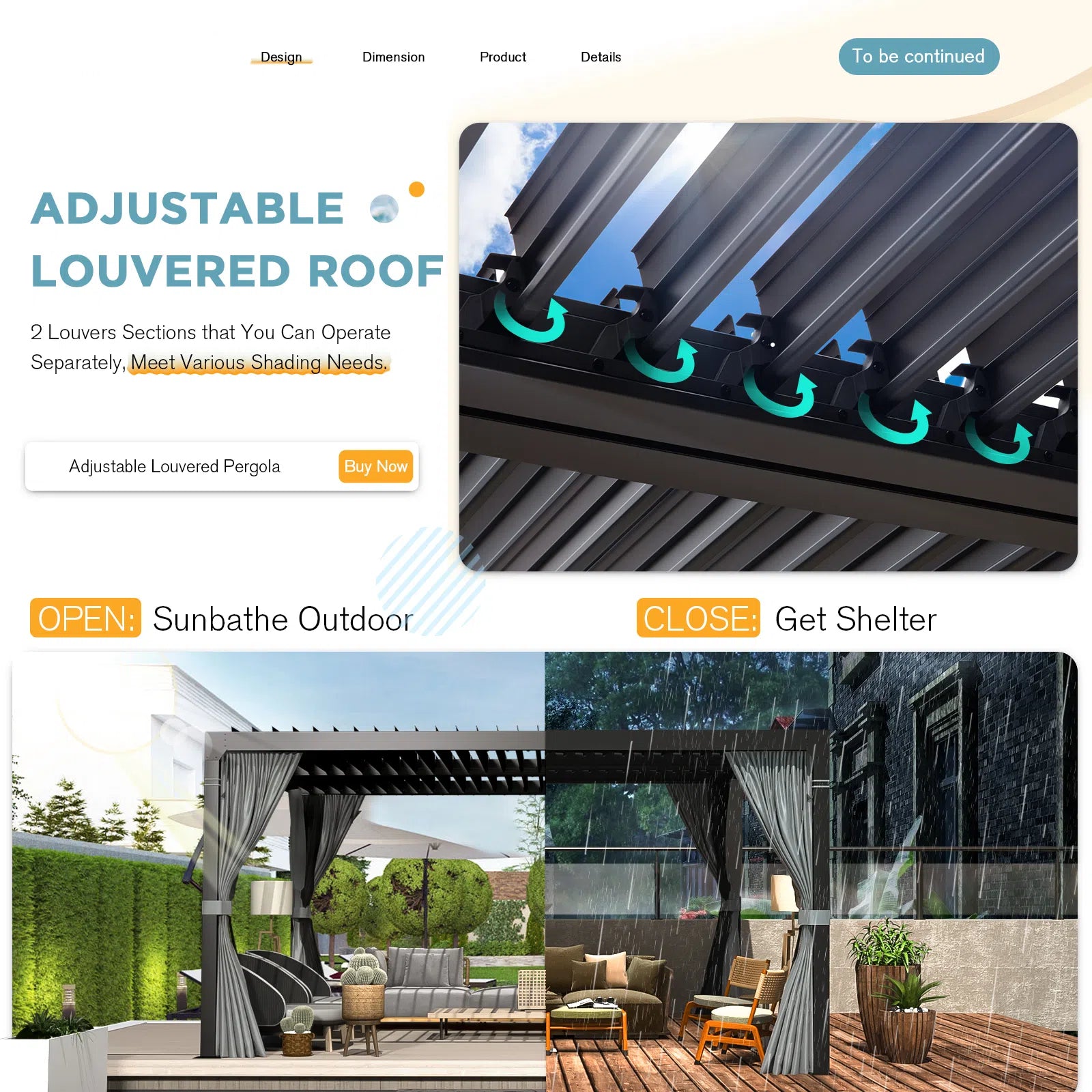 HOMREST Louvered Pergola 10x12 Outdoor Hard Top Pergola with Aluminum Frame and Adjustable Metal Rainproof Roof for Garden & Patio, Curtains and Netting Included, Gray-Black