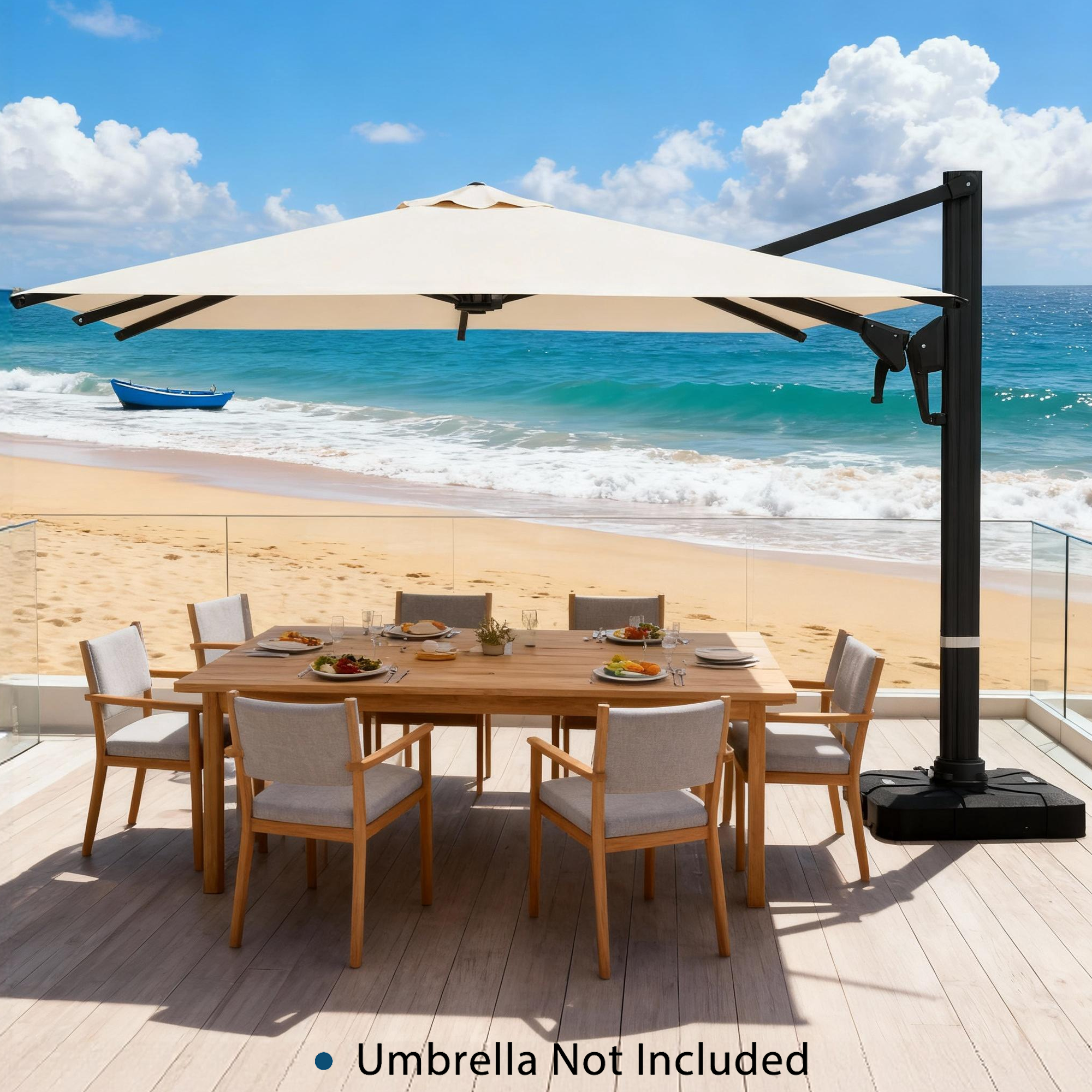 HOMREST 35.5" Patio Square Umbrella Base with Wheels, Heavy Duty Stand for Large Offset & Cantilever Umbrellas, Holds Up to 440 lbs with Water, Perfect for Outdoor Use