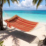 HOMREST Modern Portable Hammock, Outdoor Rope Hammock for Backyard, Beach & Camping, Red Stripes