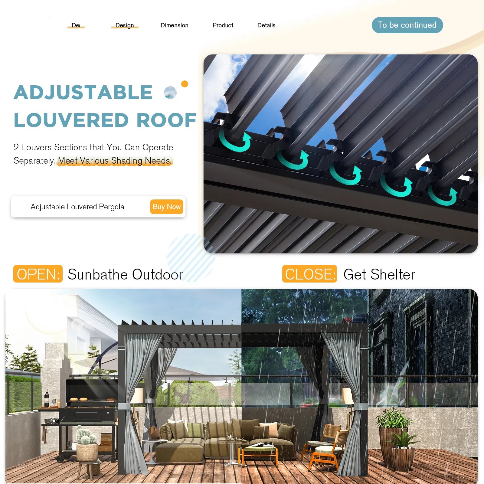 HOMREST Louvered Pergola 10x10 Outdoor Hard Top Pergola with Aluminum Frame, Gray-Black