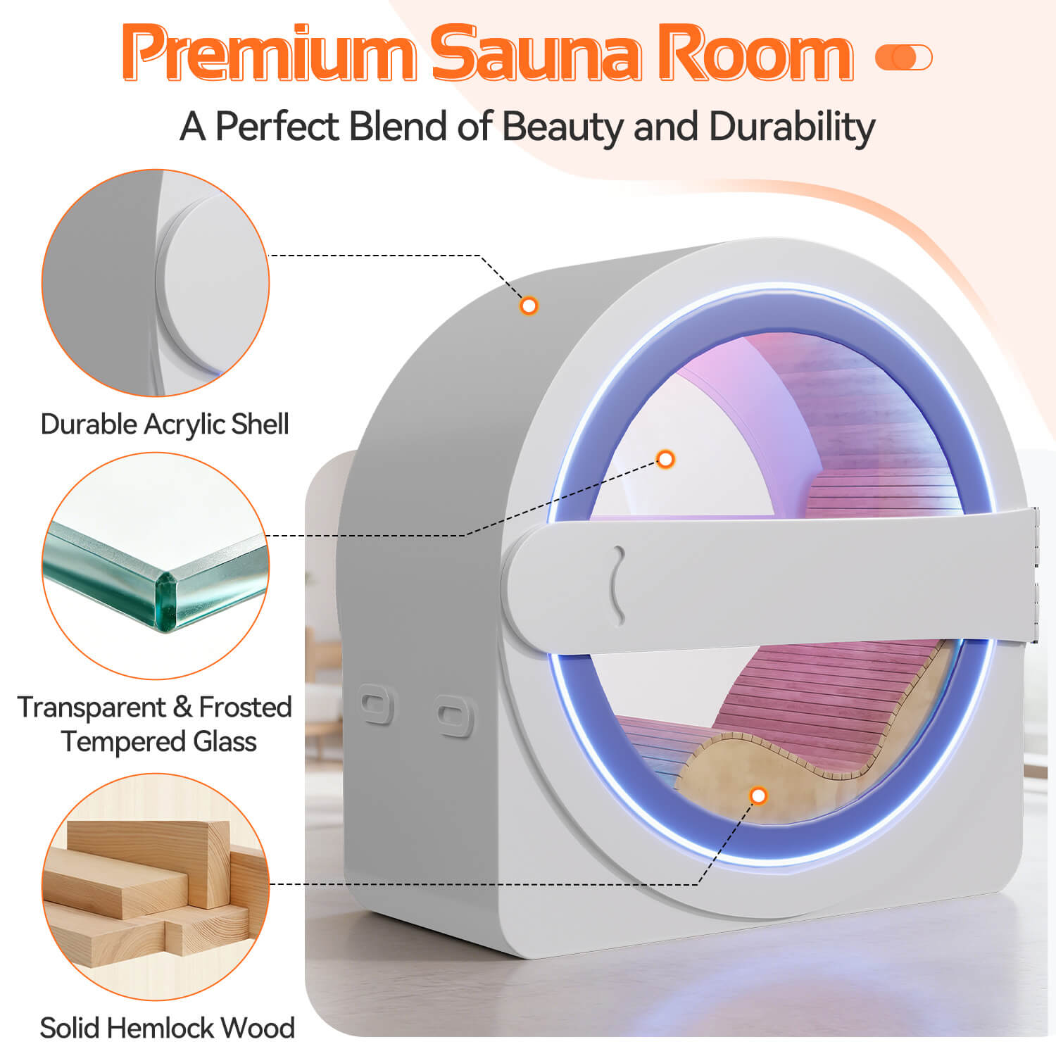 HOMREST Space-Capsule Infrared Sauna with Lounger & Dual-Wave Beauty Light|Pre-Order