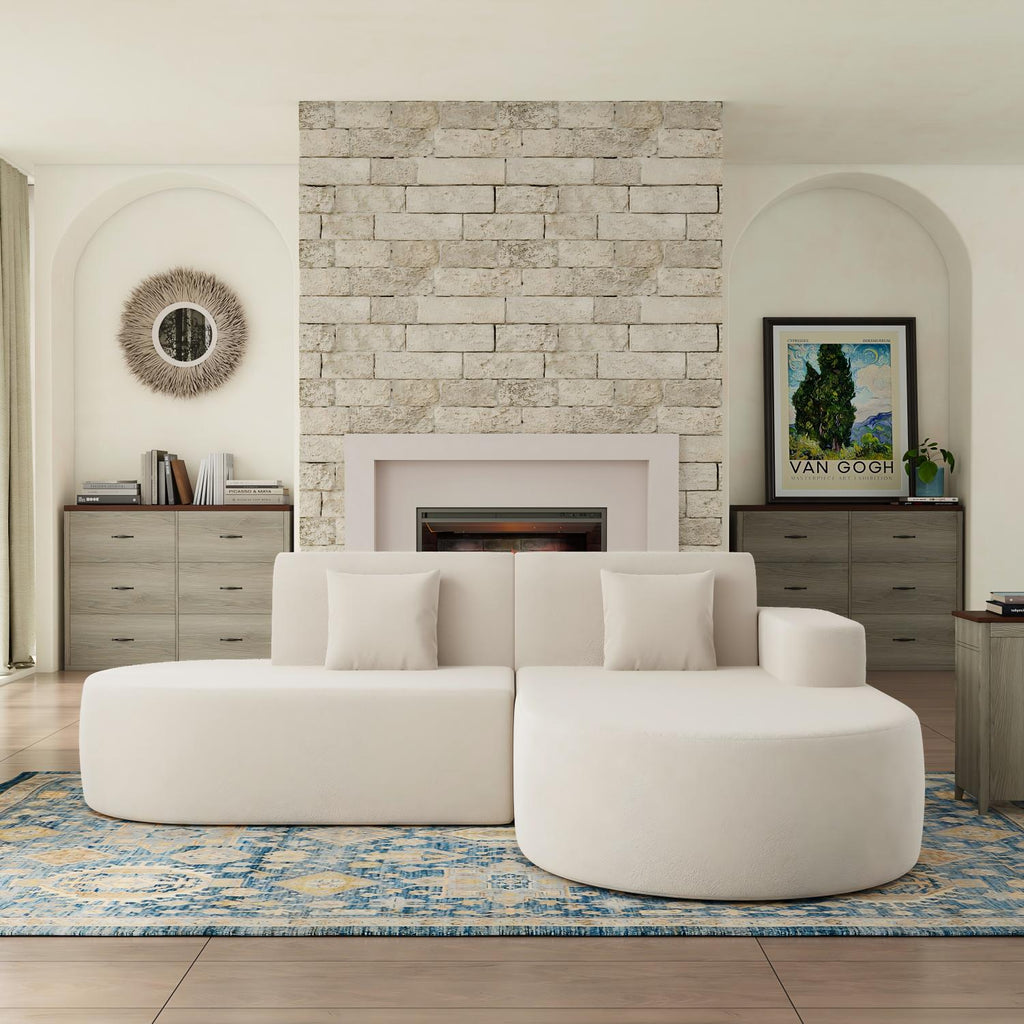 HOMREST Modern L-Shape Sectional Sofa with Chaise Lounge,Boneless L Shape Sofa with Deep Seat, Beige