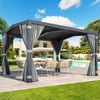 HOMREST Louvered Pergola 11x13 Outdoor Hard Top Pergola with Aluminum Frame and Adjustable Metal Rainproof Roof for Garden & Patio, Curtains and Netting Included, Gray-Black