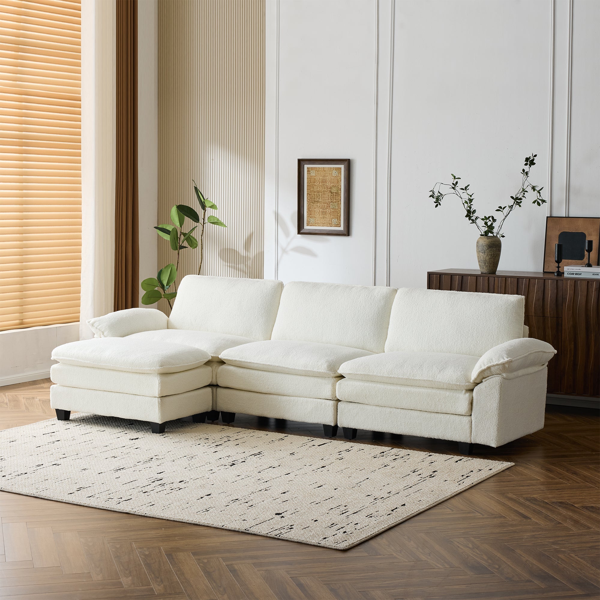 Homrest 120.8 Inch Oversized Sectional Couch for Modern Living Room, Beige