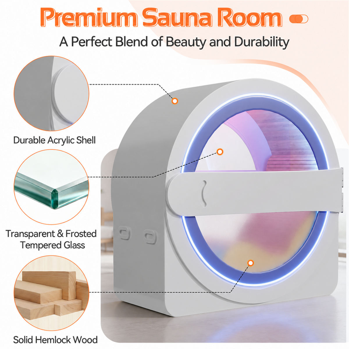 HOMREST Space-Capsule Infrared Sauna with Lounger & Dual-Wave Beauty Light|Pre-Order