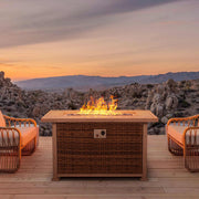 44 Inch Propane Fire Pit Table with Waterproof Cover for Patio, Brown | Homrest Furniture