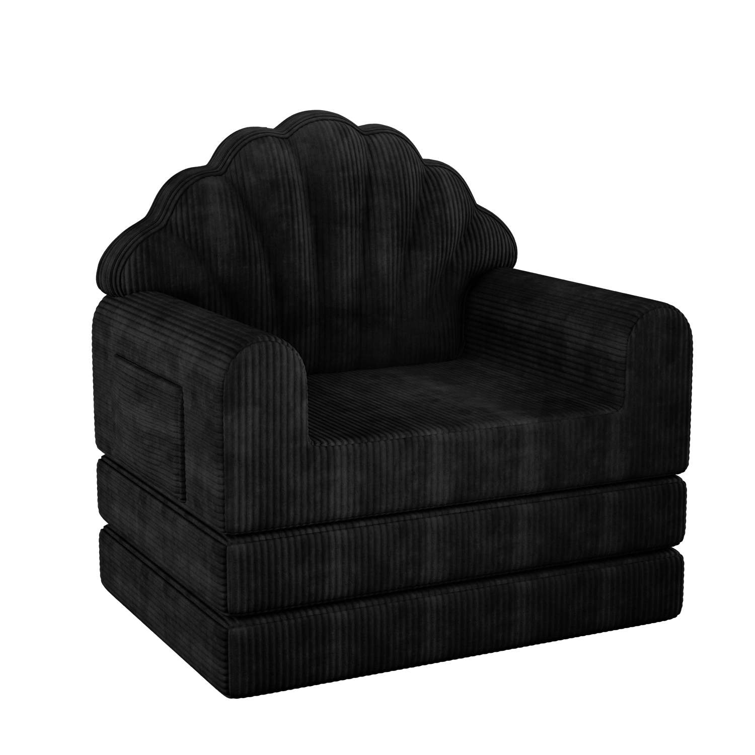 HOMREST 2-in-1 Folding Sofa Bed with Back Support, 75" D x 34" W Convertible Futon Sleeper Chair for Living Room Bedroom Small Spaces, Black