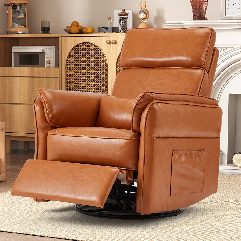 HOMREST Power Swivel Rocking Recliner Chair with Adjustable Headrest and Armrests for Living Room, Nursery, Brown