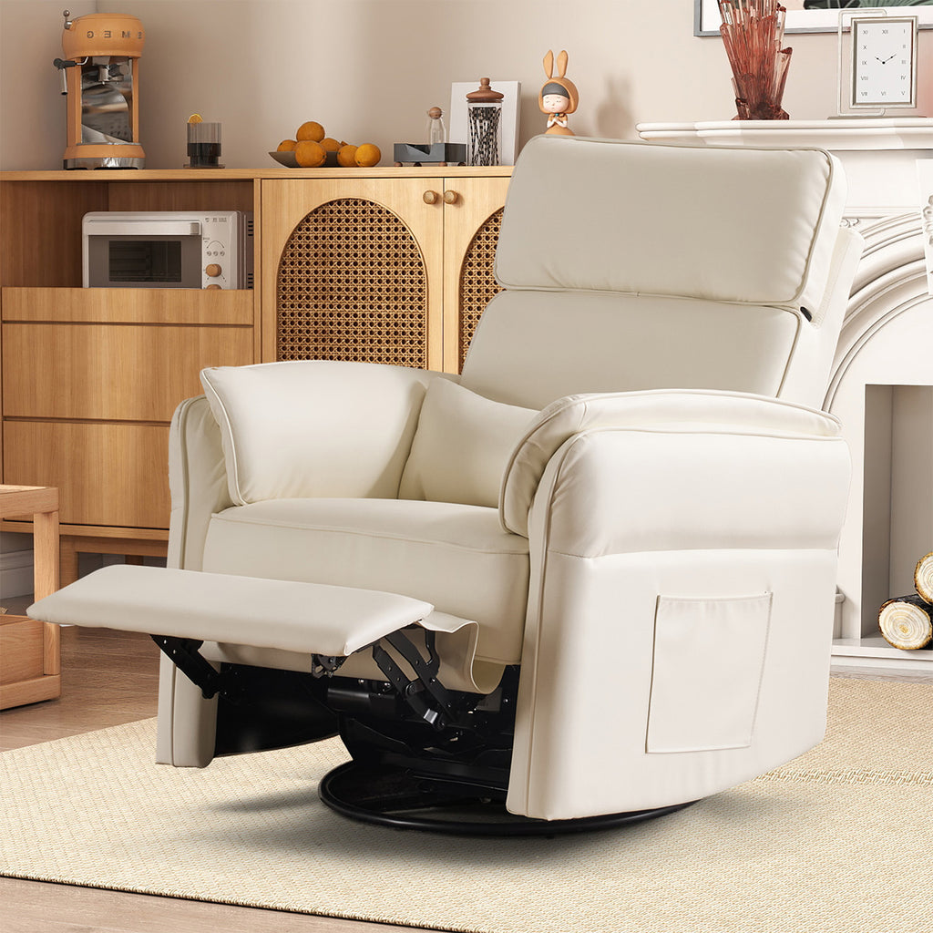 HOMREST Power Swivel Rocking Recliner Chair with Adjustable Headrest and Armrests for Living Room, Nursery, Beige