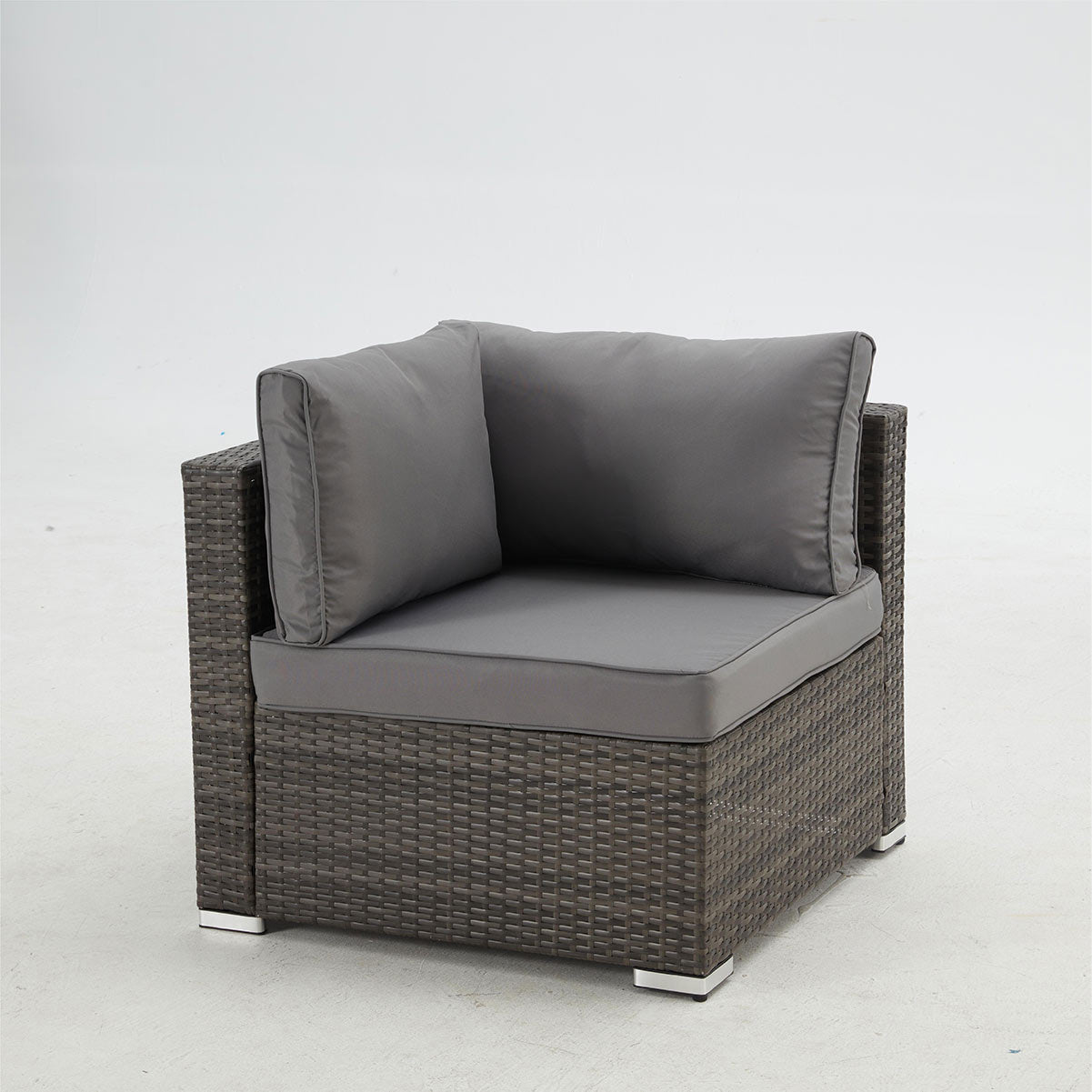 Homrest 7 Pcs Outdoor Rattan Sectional Sofa w/ Adjustable Backrest, Grey