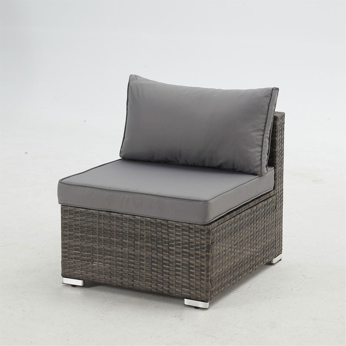 Homrest 7 Pcs Outdoor Rattan Sectional Sofa w/ Adjustable Backrest, Grey