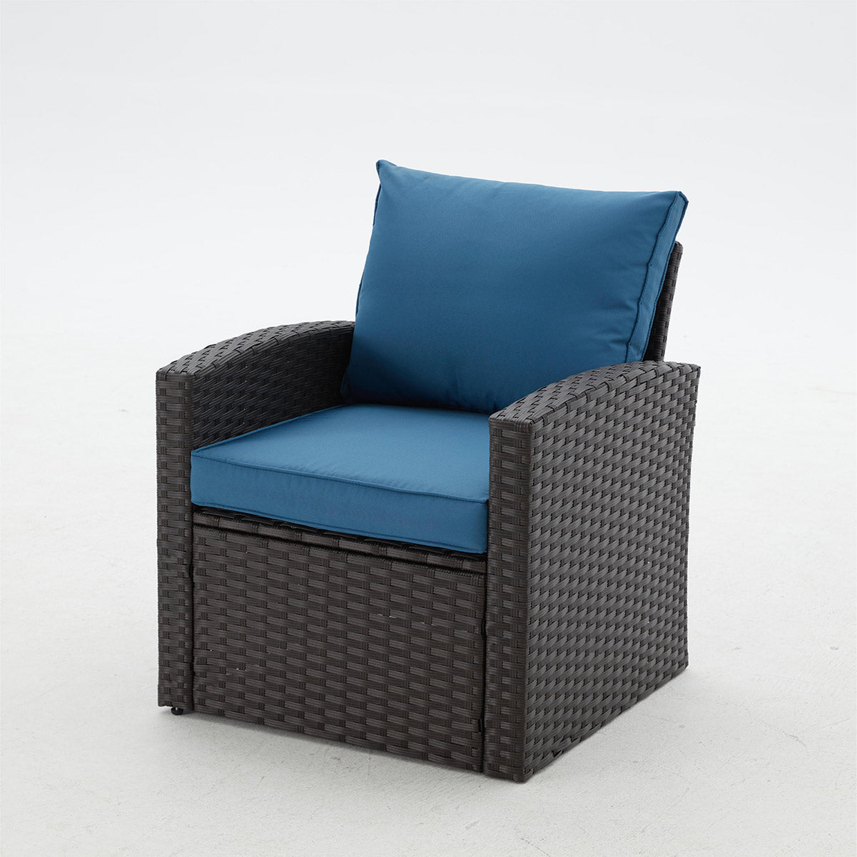 Homrest 6 Pcs Patio Dining Sofa Set with Table, Chair and Ottoman, Blue