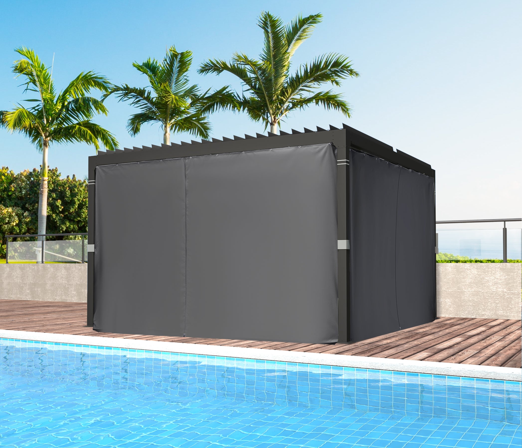 HOMREST Louvered Pergola 10x10 Outdoor Hard Top Pergola with Aluminum Frame, Gray-Black