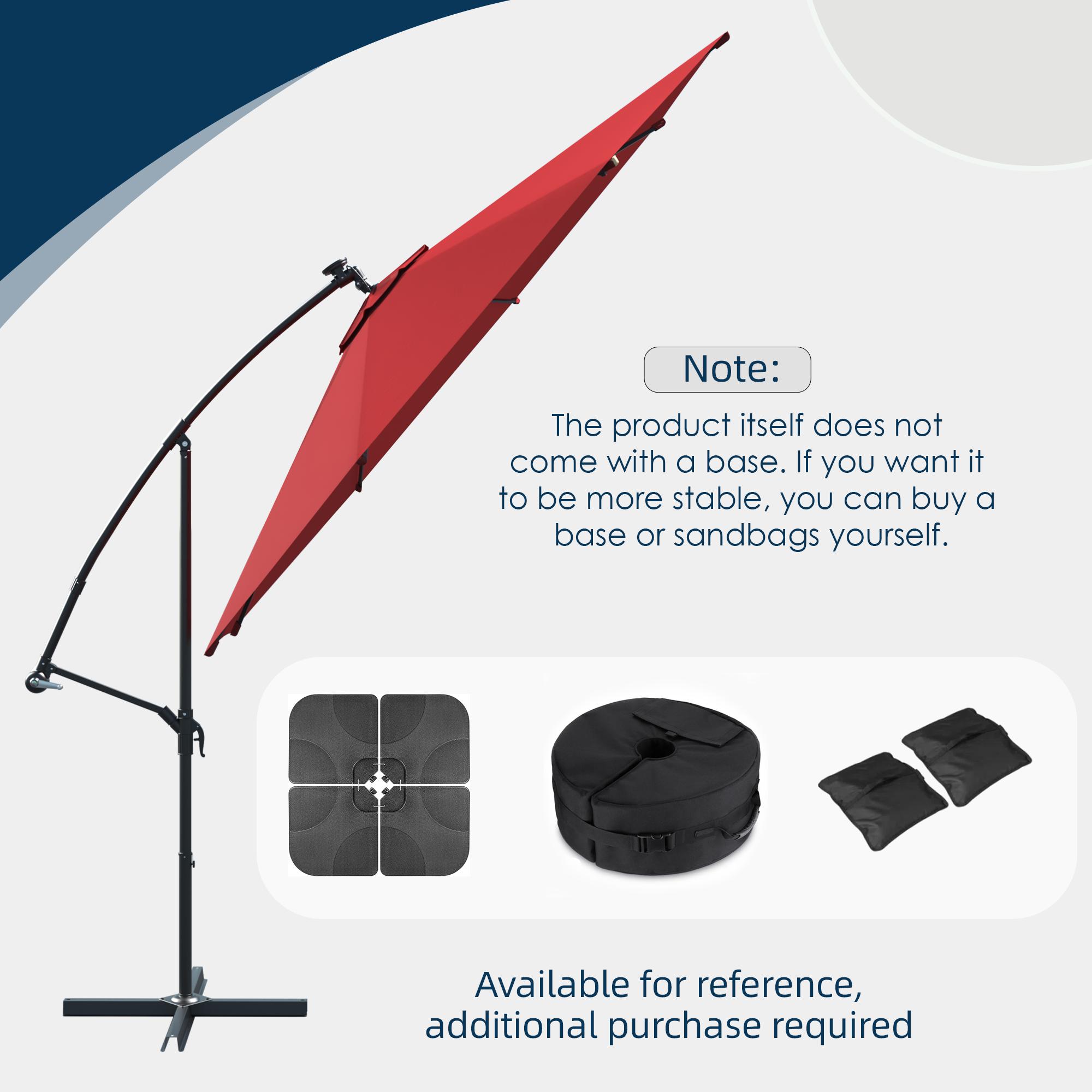 Homrest 10ft Offset Patio Umbrella - Outdoor Hanging Umbrella with Easy Tilt, 99.9% UV Protection, and Sturdy Iron Frame for Garden, Pool, Backyard, Red