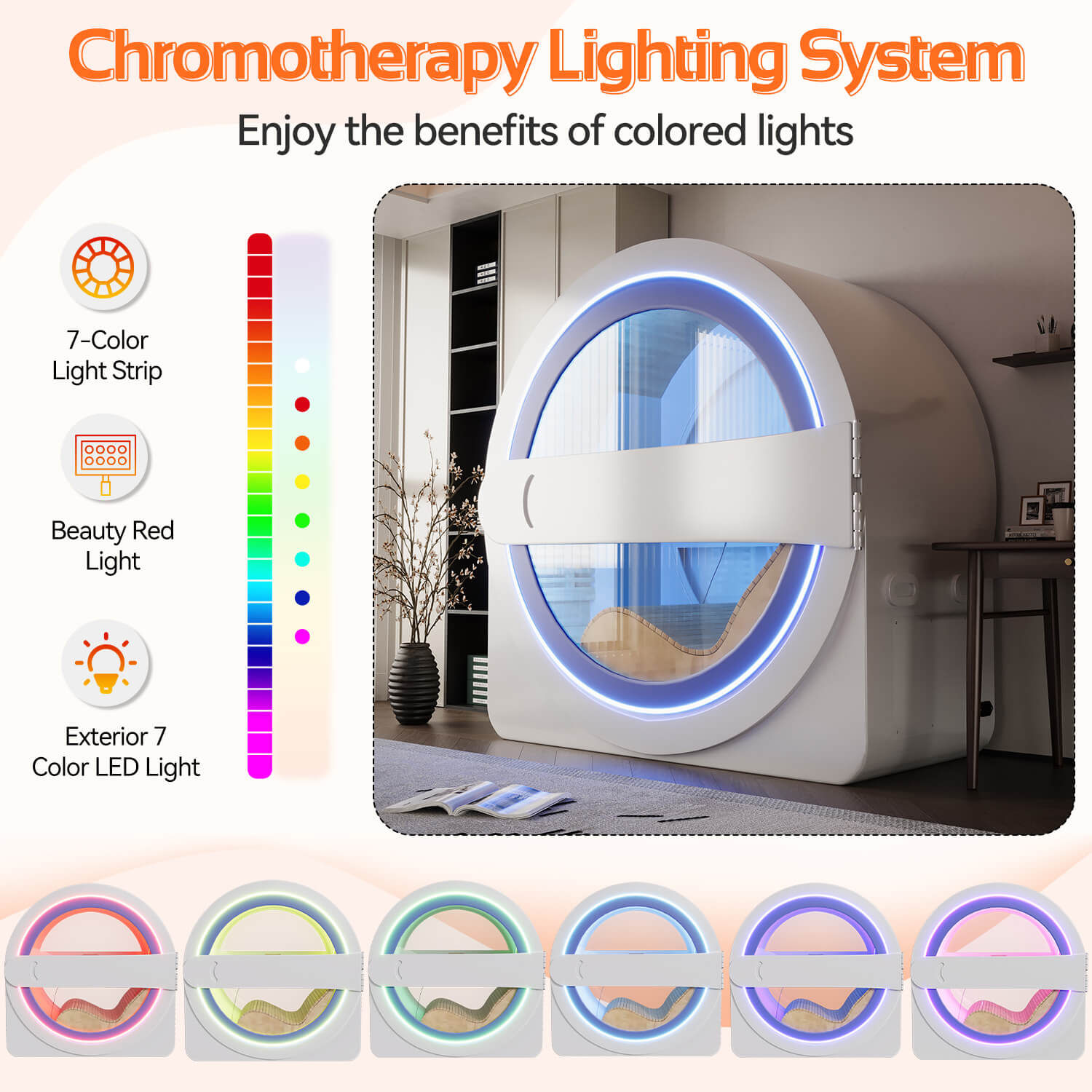 HOMREST Space-Capsule Infrared Sauna with Lounger & Dual-Wave Beauty Light|Pre-Order