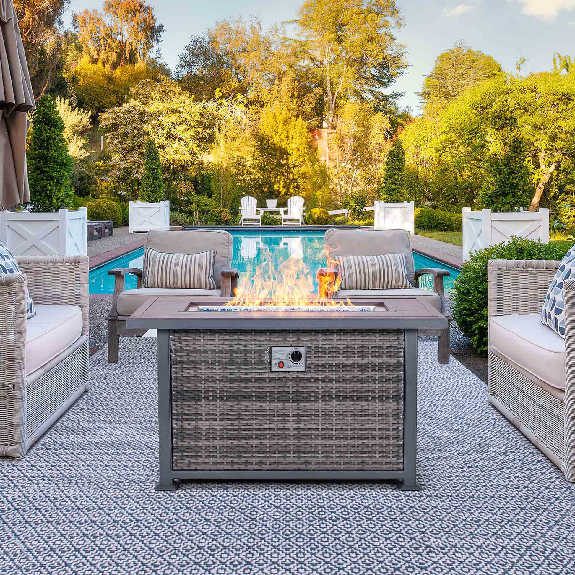 50000 BTU Propane fire pit table, dark gray. | Homrest furniture