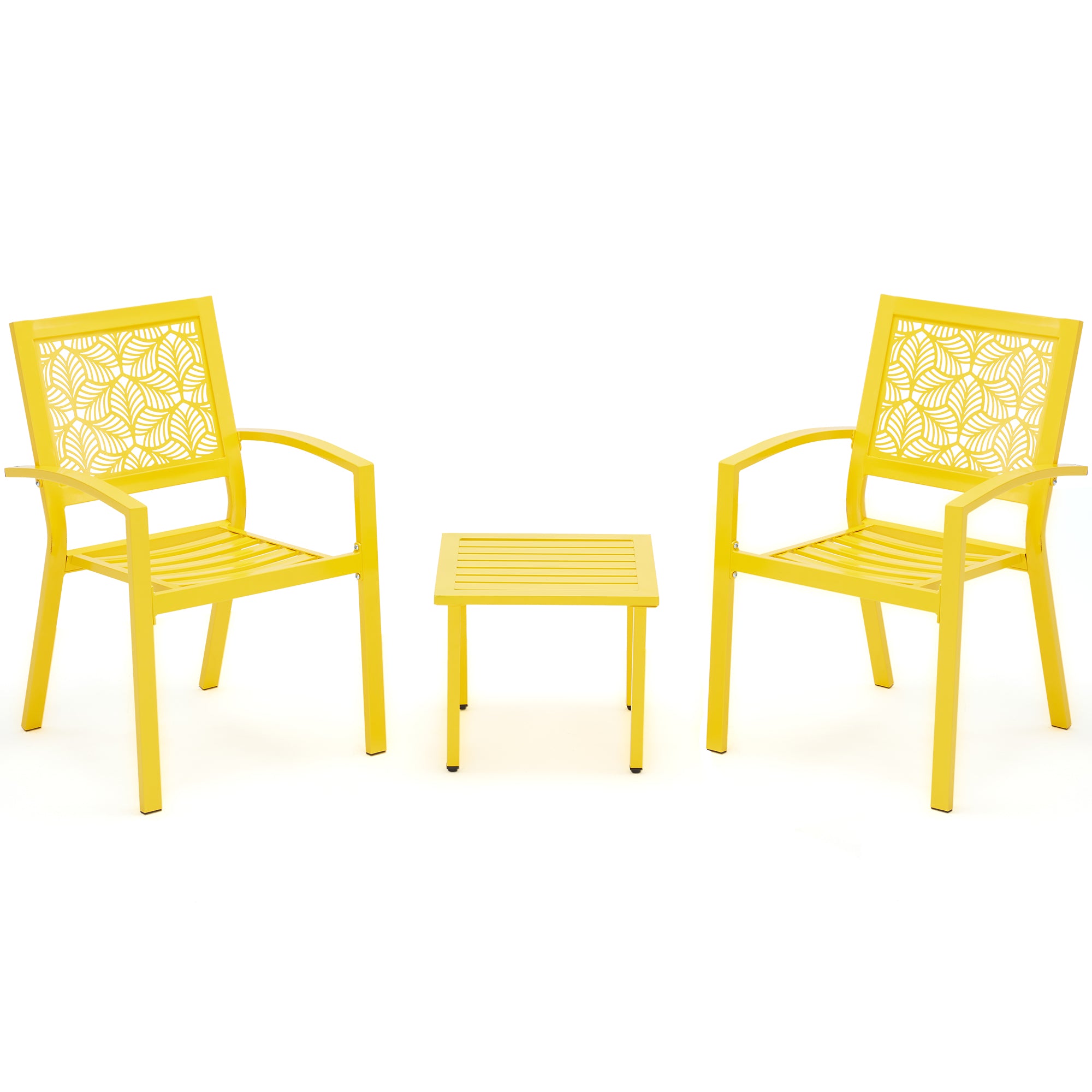 HOMREST 3-Piece Outdoor Bistro Set – Metal Chairs & Table, Yellow