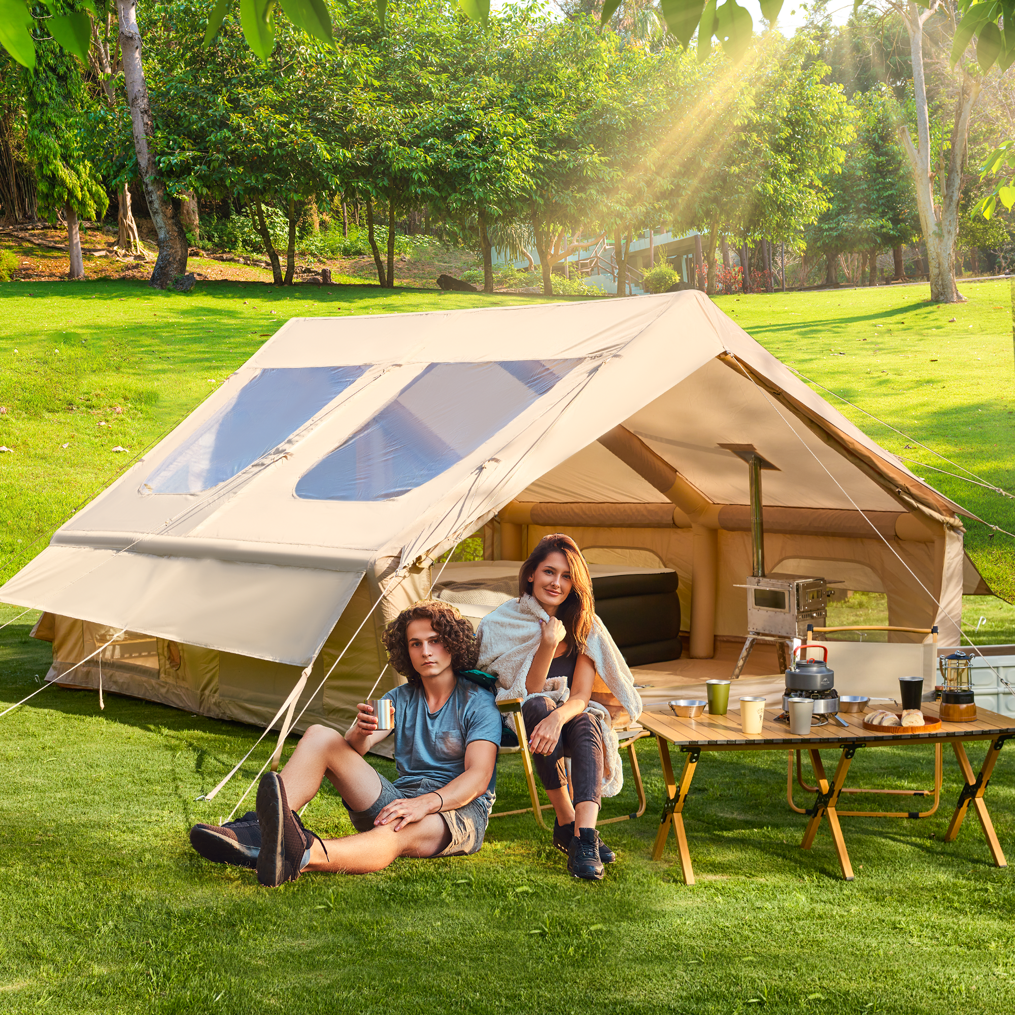 HOMREST 10-12 Person Extra Large 4 season Tent with Stove Jack – 10x12.9x6.2ft