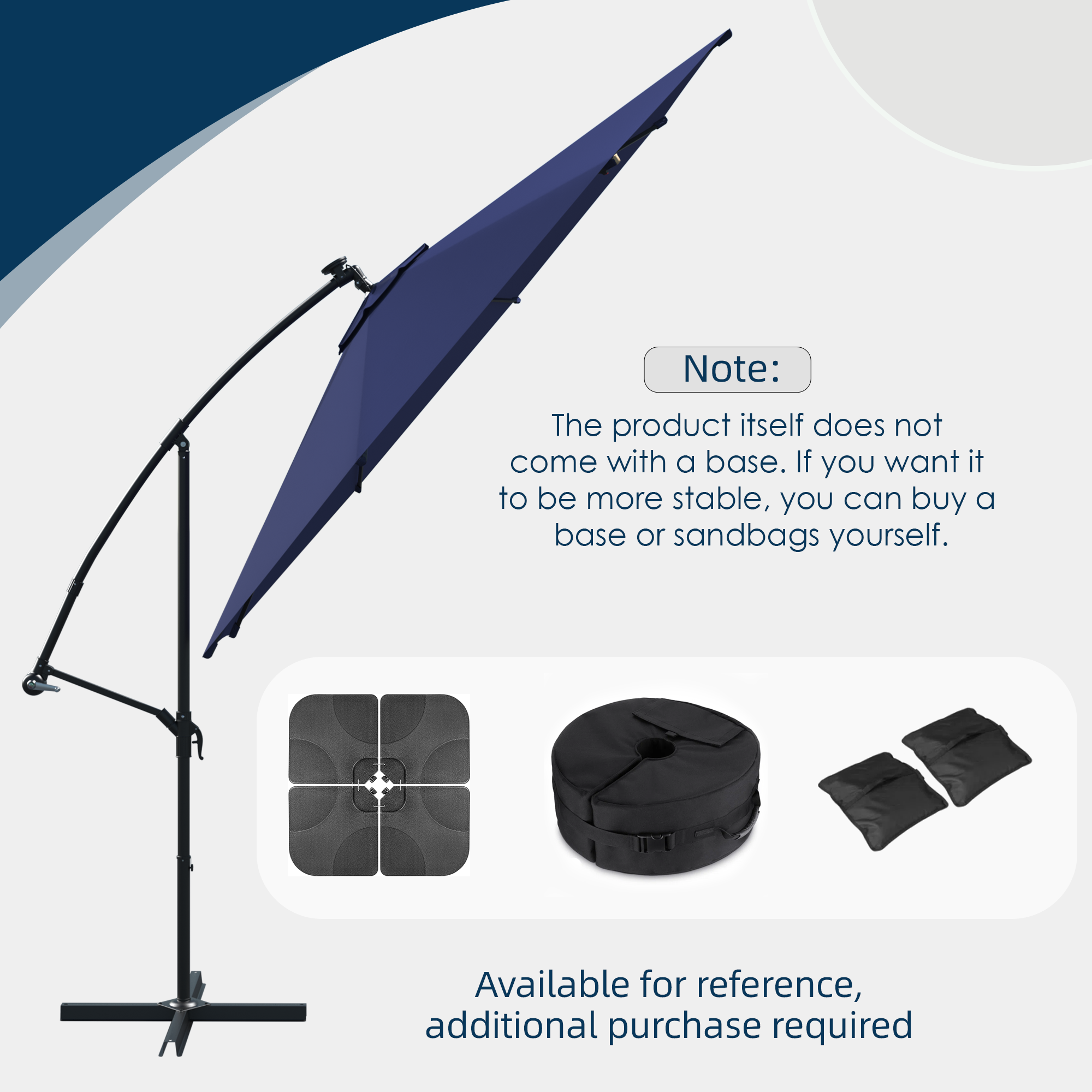 Homrest 10ft Offset Patio Umbrella - Outdoor Hanging Umbrella with Easy Tilt, 99.9% UV Protection, and Sturdy Iron Frame for Garden, Pool, Backyard, Navy