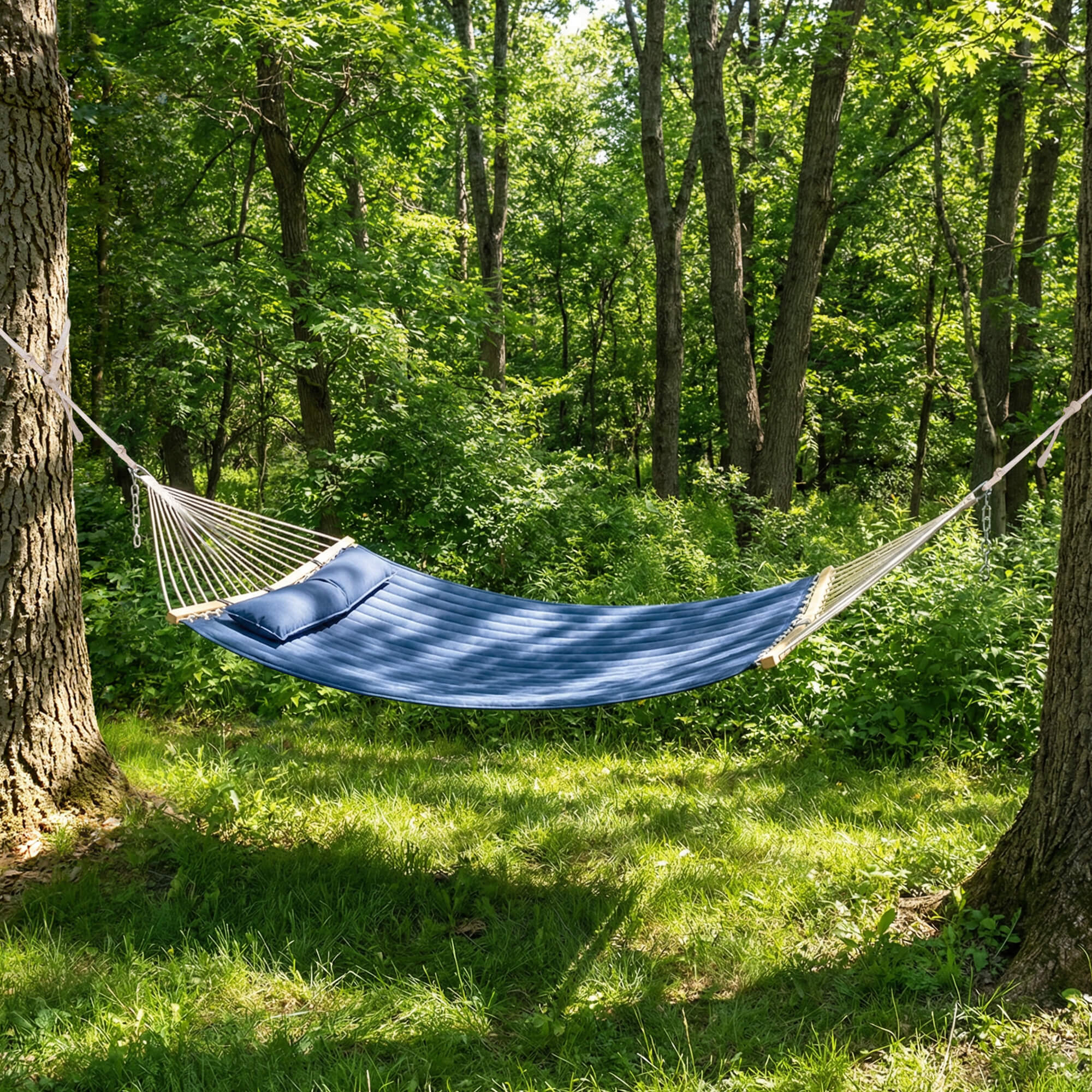HOMREST Modern Portable Hammock, Outdoor Rope Hammock for Backyard, Beach & Camping, Navy Blue