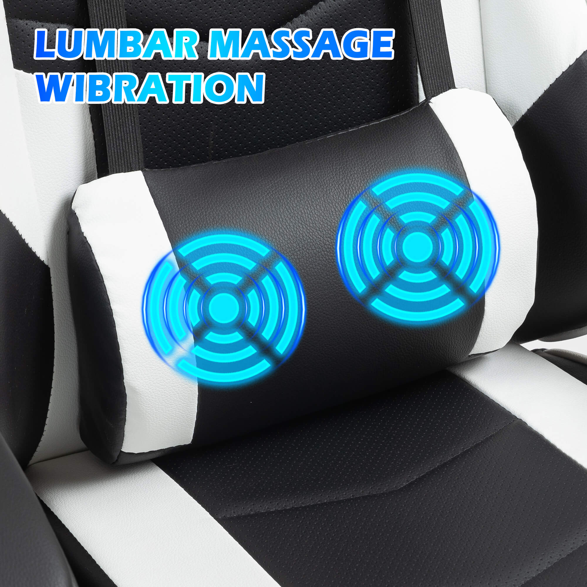 HOMREST Gaming Chair, Ergonomic Computer Gamer Chair with Massage Lumbar Support & Rocking High Back, Height Adjustable, White