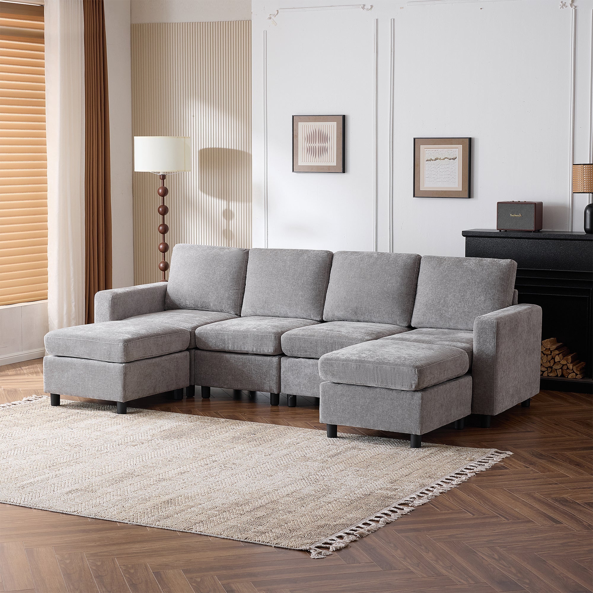 Homrest 6 Piece Modular Sectional Couch with Storage for Living Room, Light Gray