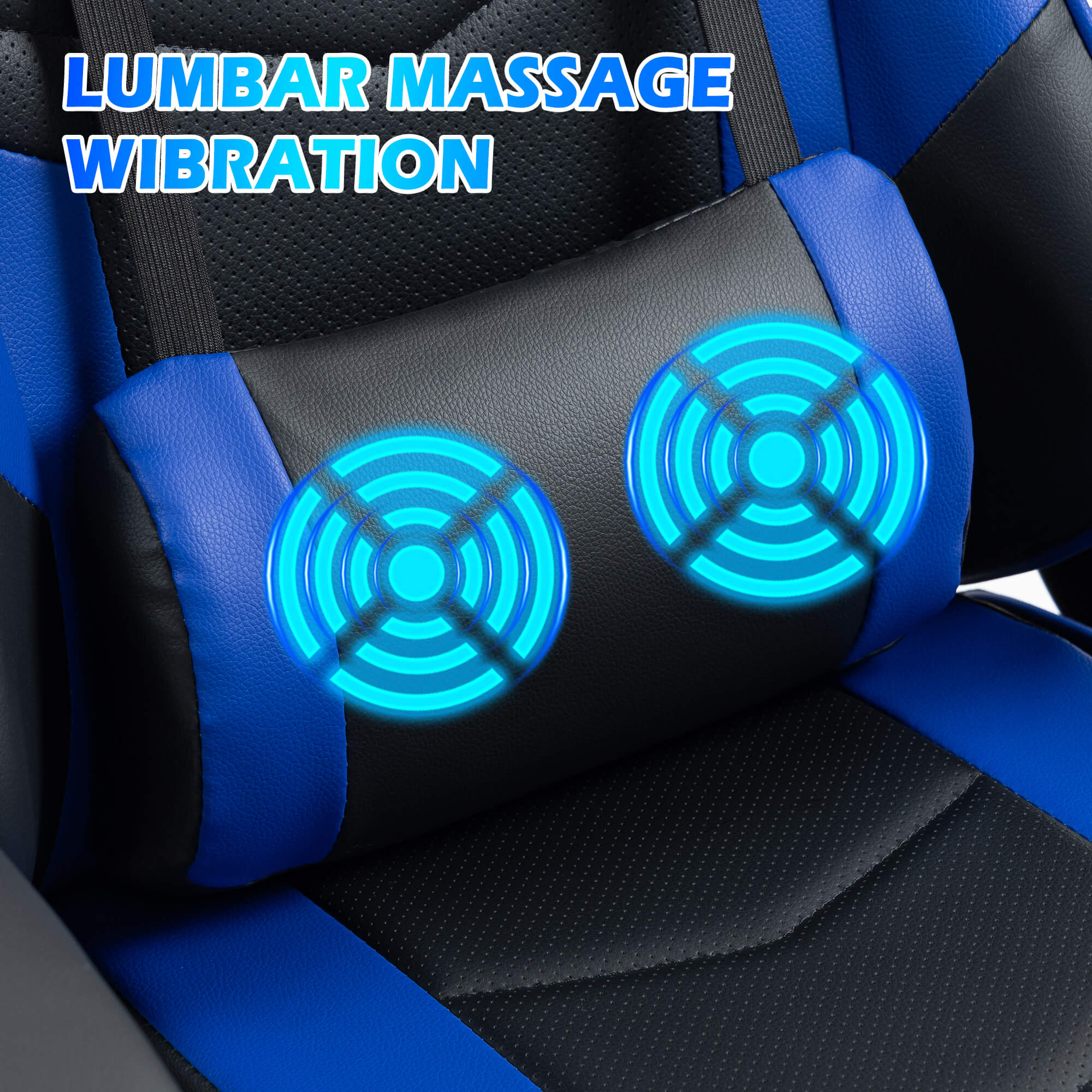 HOMREST Gaming Chair, Ergonomic Computer Gamer Chair with Massage Lumbar Support & Rocking High Back, Height Adjustable, Blue