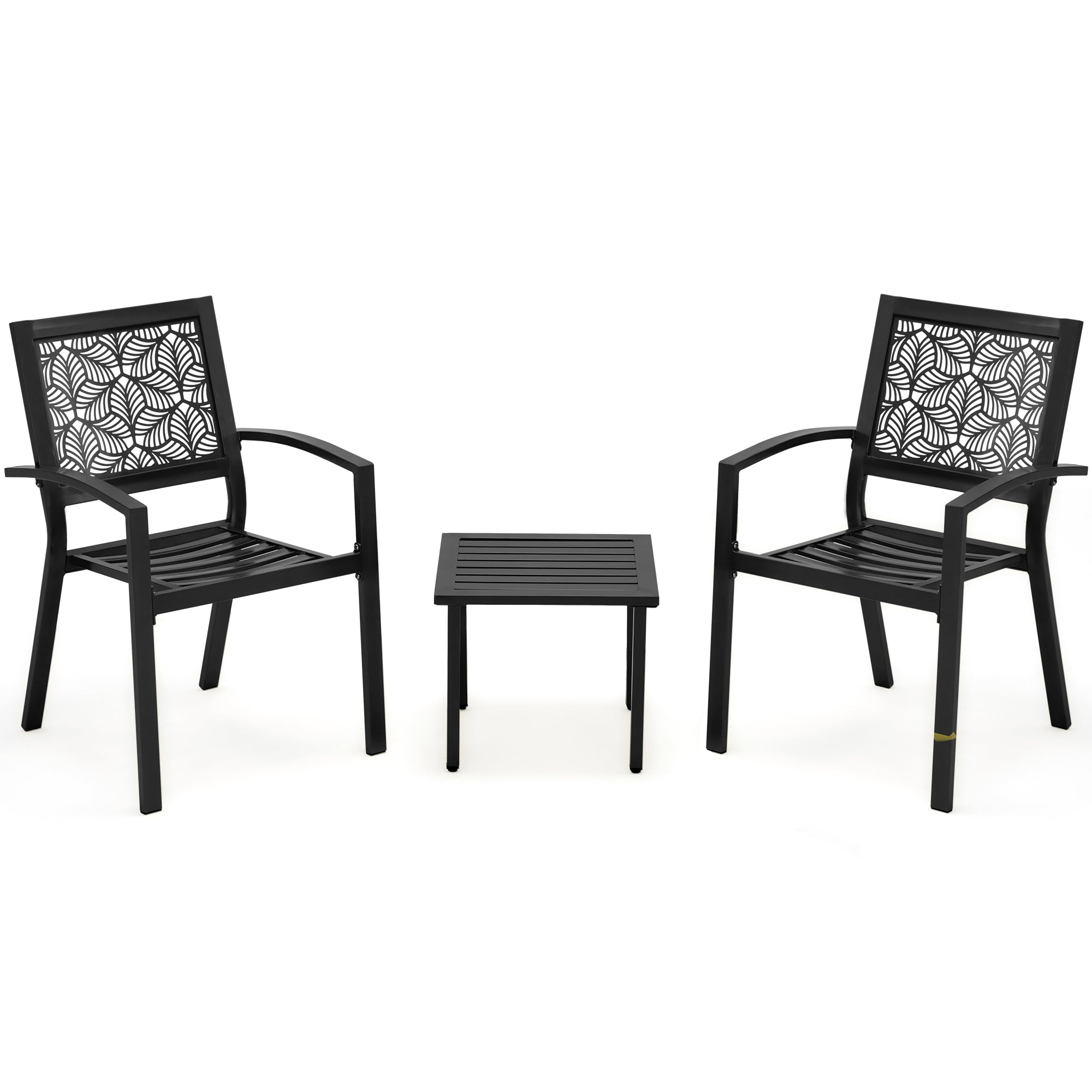 HOMREST 3-Piece Outdoor Bistro Set – Metal Chairs & Table, Black