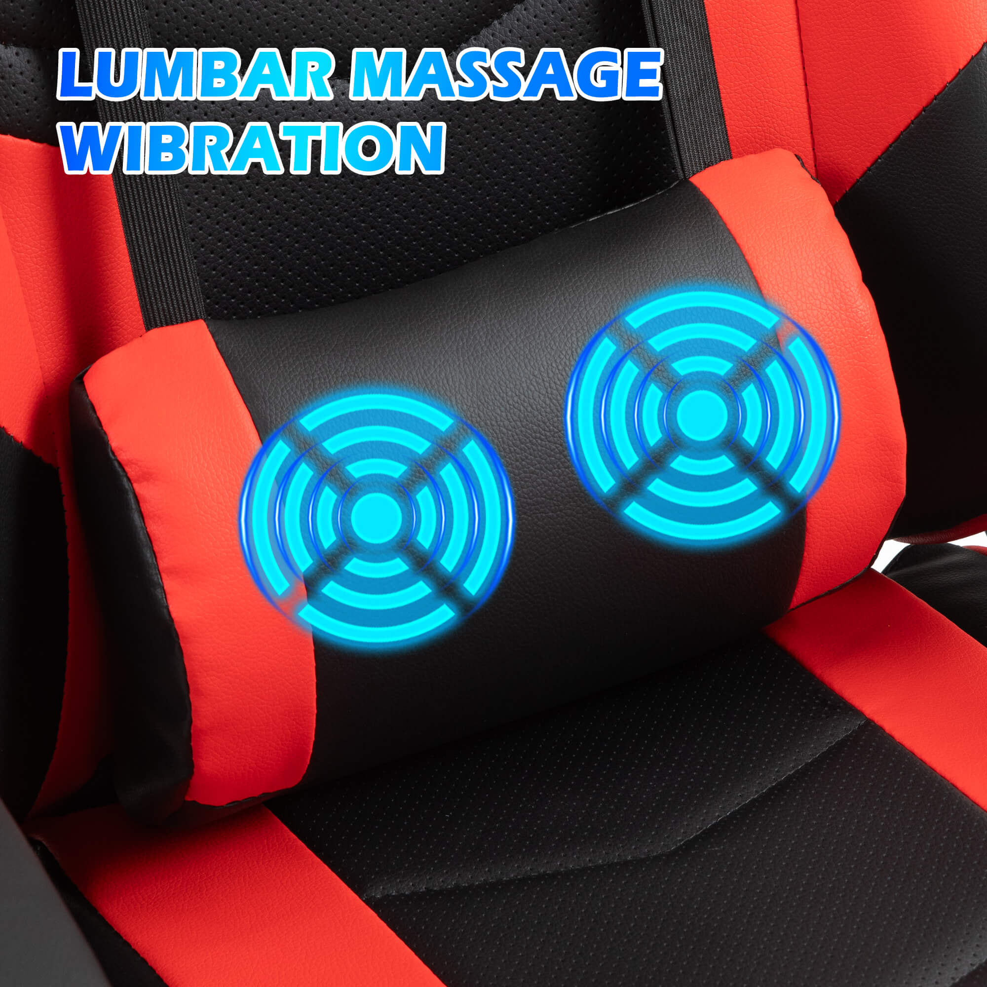 HOMREST Gaming Chair, Ergonomic Computer Gamer Chair with Massage Lumbar Support & Rocking High Back, Height Adjustable, Red