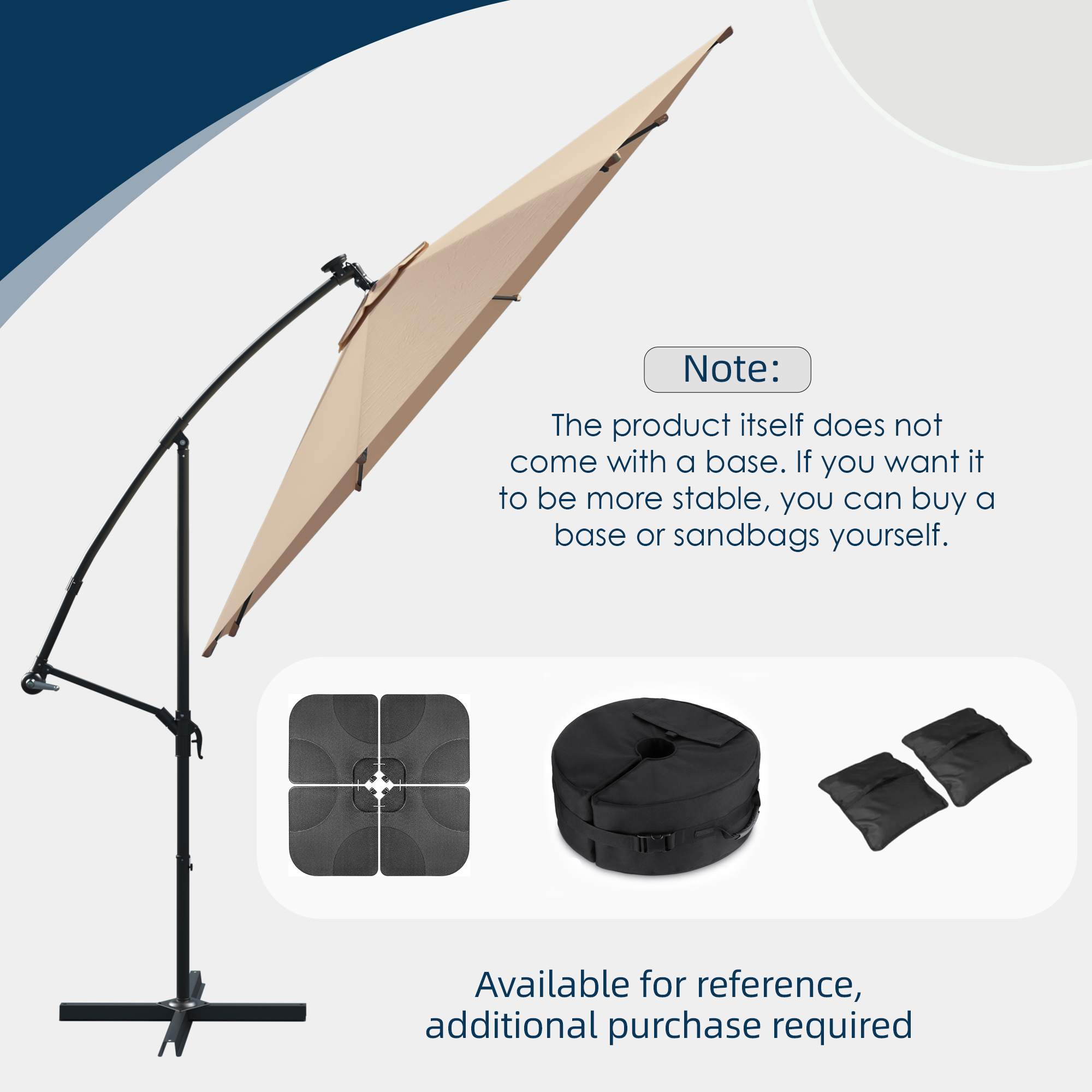 Homrest 10ft Offset Patio Umbrella - Outdoor Hanging Umbrella with Easy Tilt, 99.9% UV Protection, and Sturdy Iron Frame for Garden, Pool, Backyard, Beige