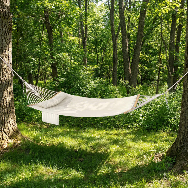 HOMREST Modern Portable Hammock, Outdoor Rope Hammock for Backyard, Beach & Camping, Off-White