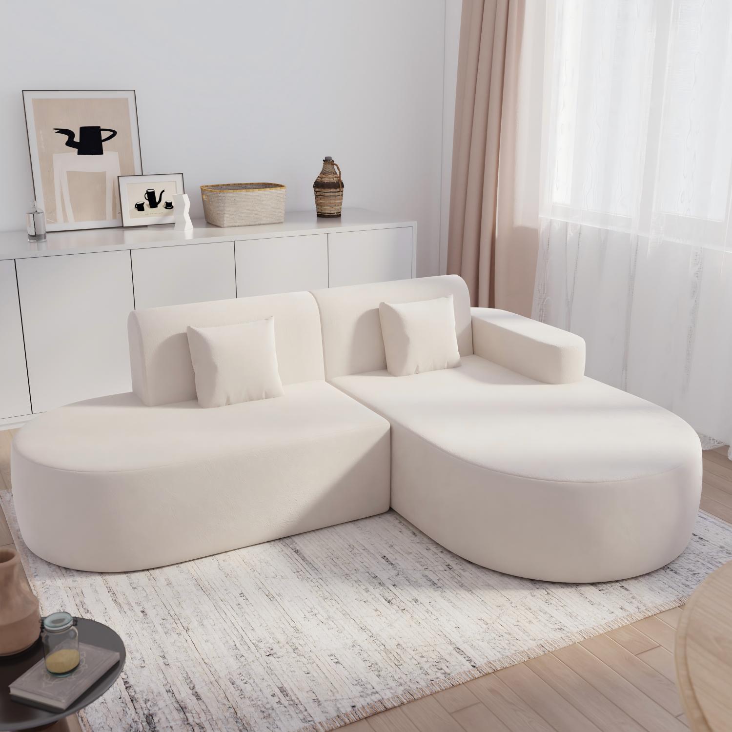 HOMREST Modern L-Shape Sectional Sofa with Chaise Lounge,Boneless L Shape Sofa with Deep Seat, Beige