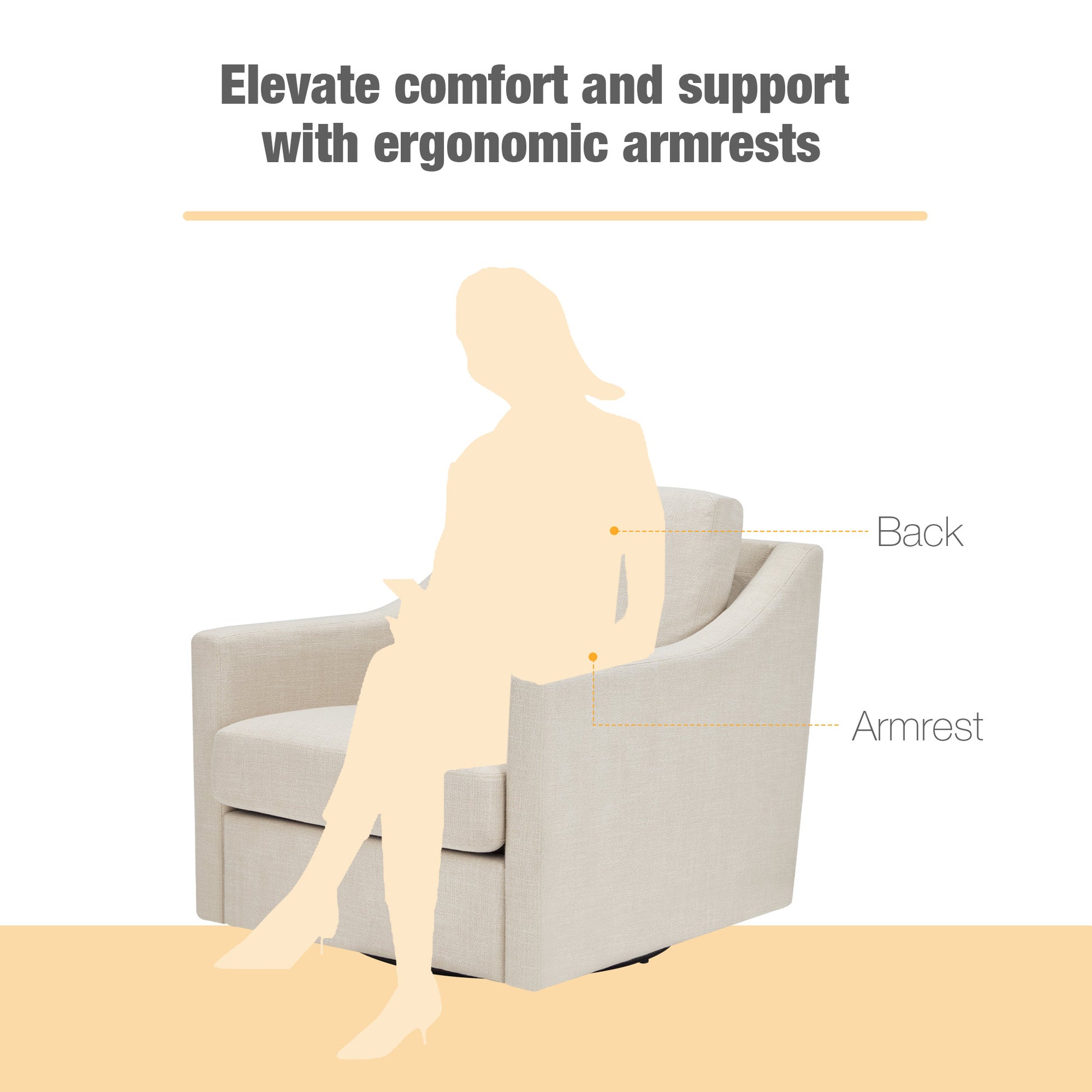 Swivel Accent Chair,Linen Fabric Armchair w/Removable Cover for Living Room, Beige