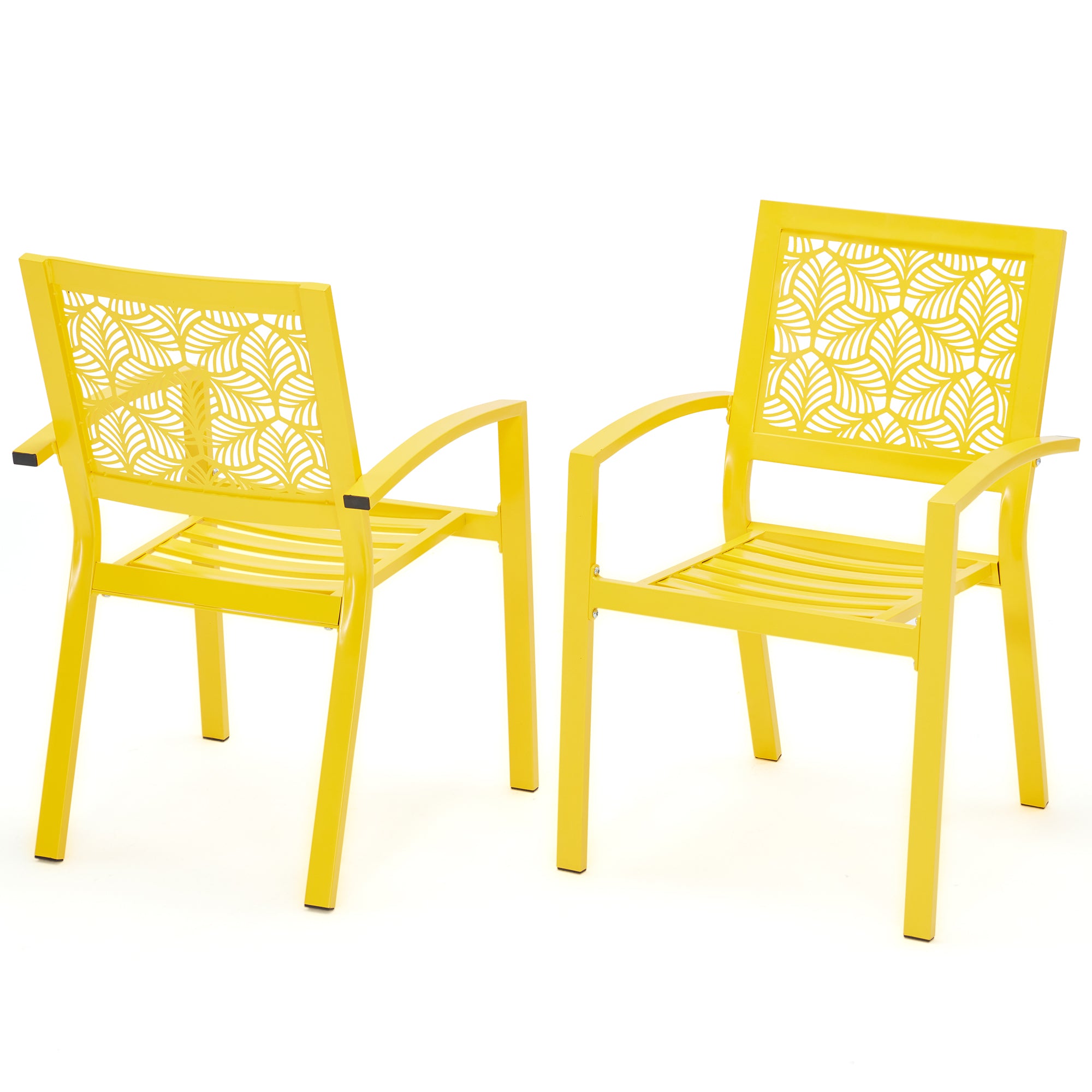 HOMREST 3-Piece Outdoor Bistro Set – Metal Chairs & Table, Yellow