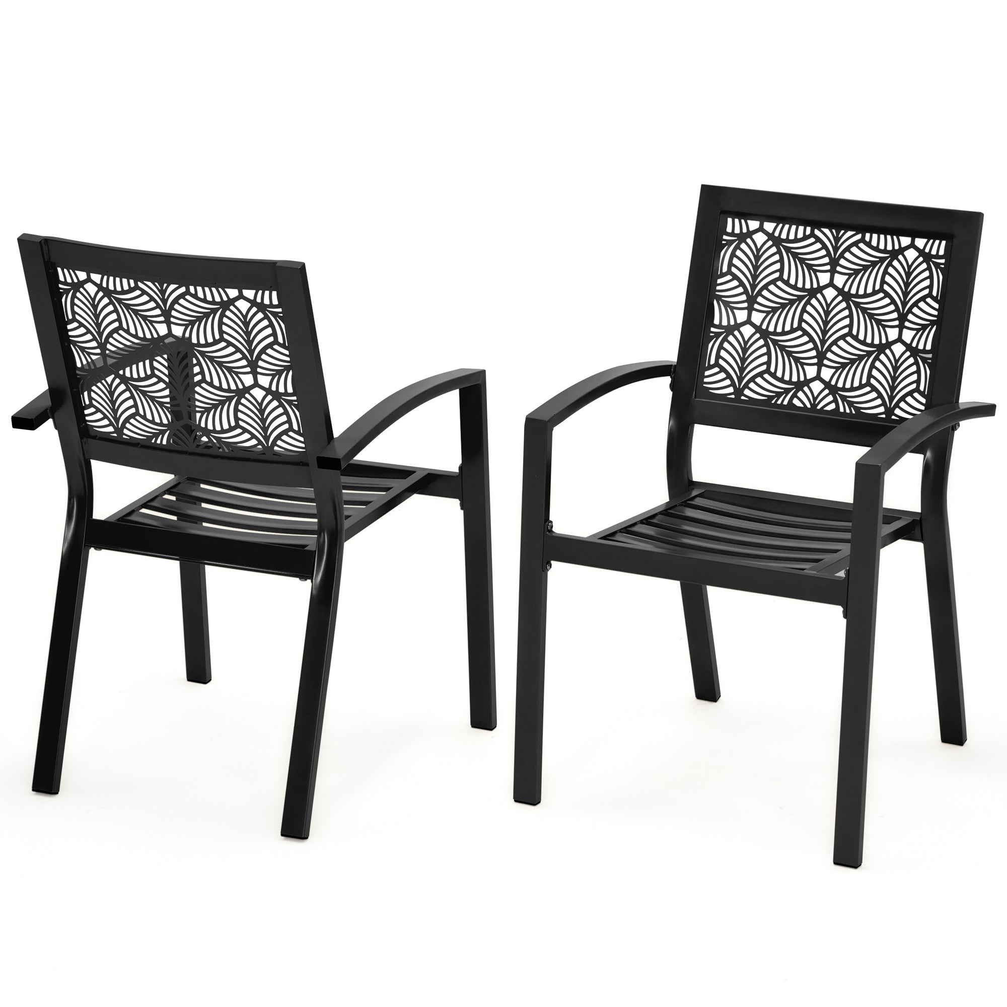 HOMREST 3-Piece Outdoor Bistro Set – Metal Chairs & Table, Black