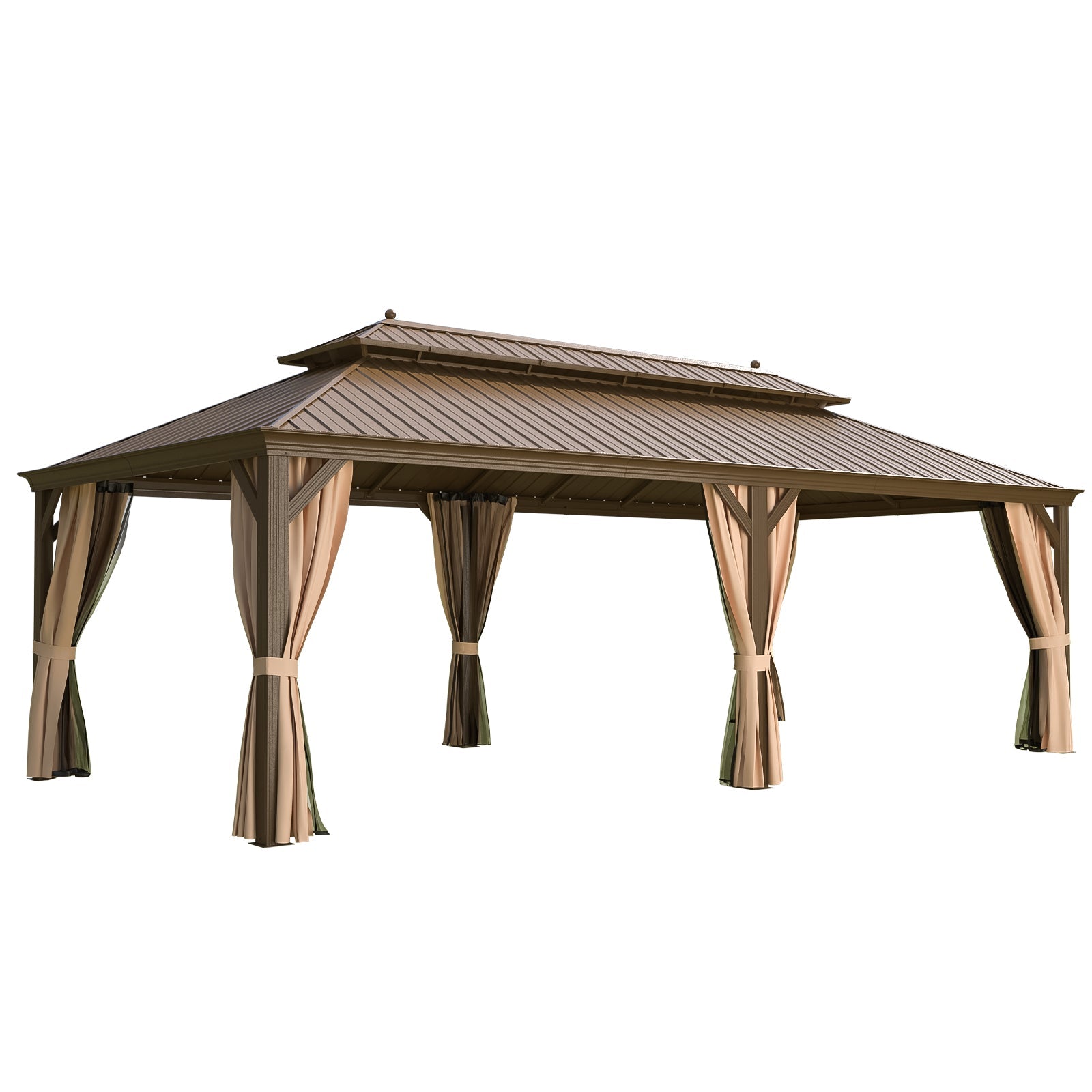HOMREST 14X22 Hardtop Privacy Carport with Insect Screen