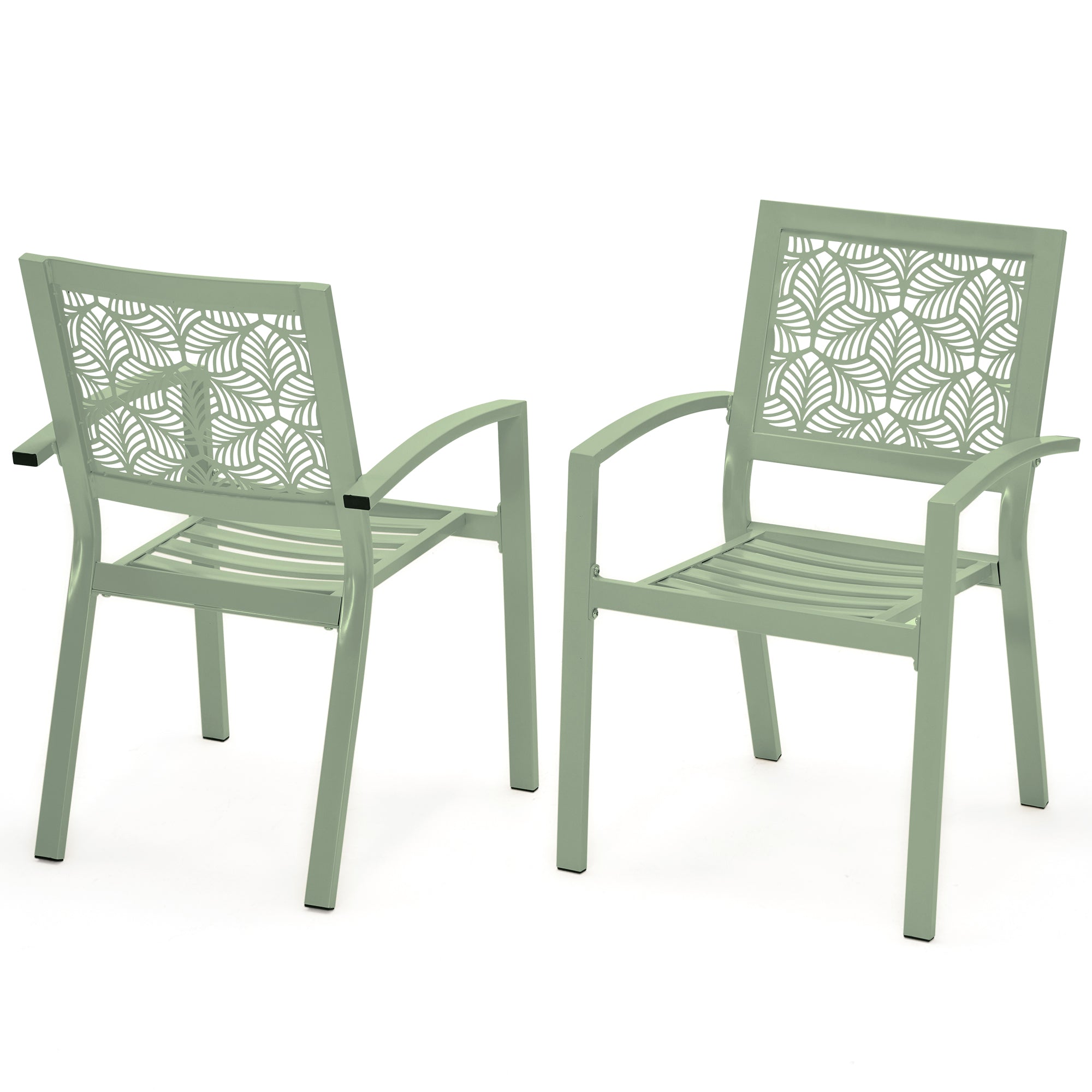HOMREST 3-Piece Outdoor Bistro Set – Metal Chairs & Table, Sage Green