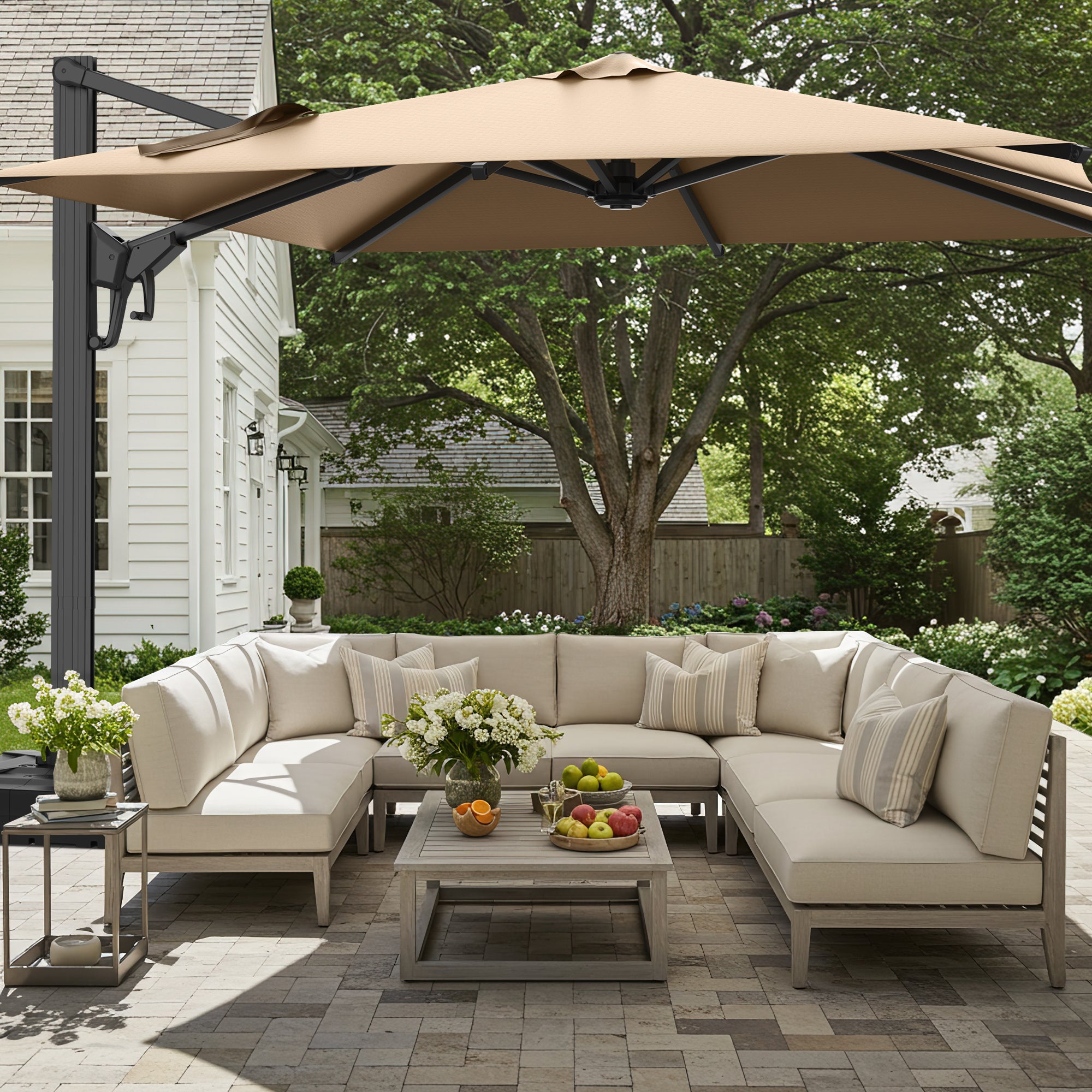 large rectangular cantilever patio umbrella 10' x 13' ft. making it easier to change the shade area HOMREST 10x10ft Large Rectangular Cantilever