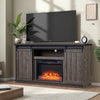 HOMREST 63 Inch Fireplace TV Stand with Electric Fireplace, Sliding Barn Doors, LED Flame Effect, Teak