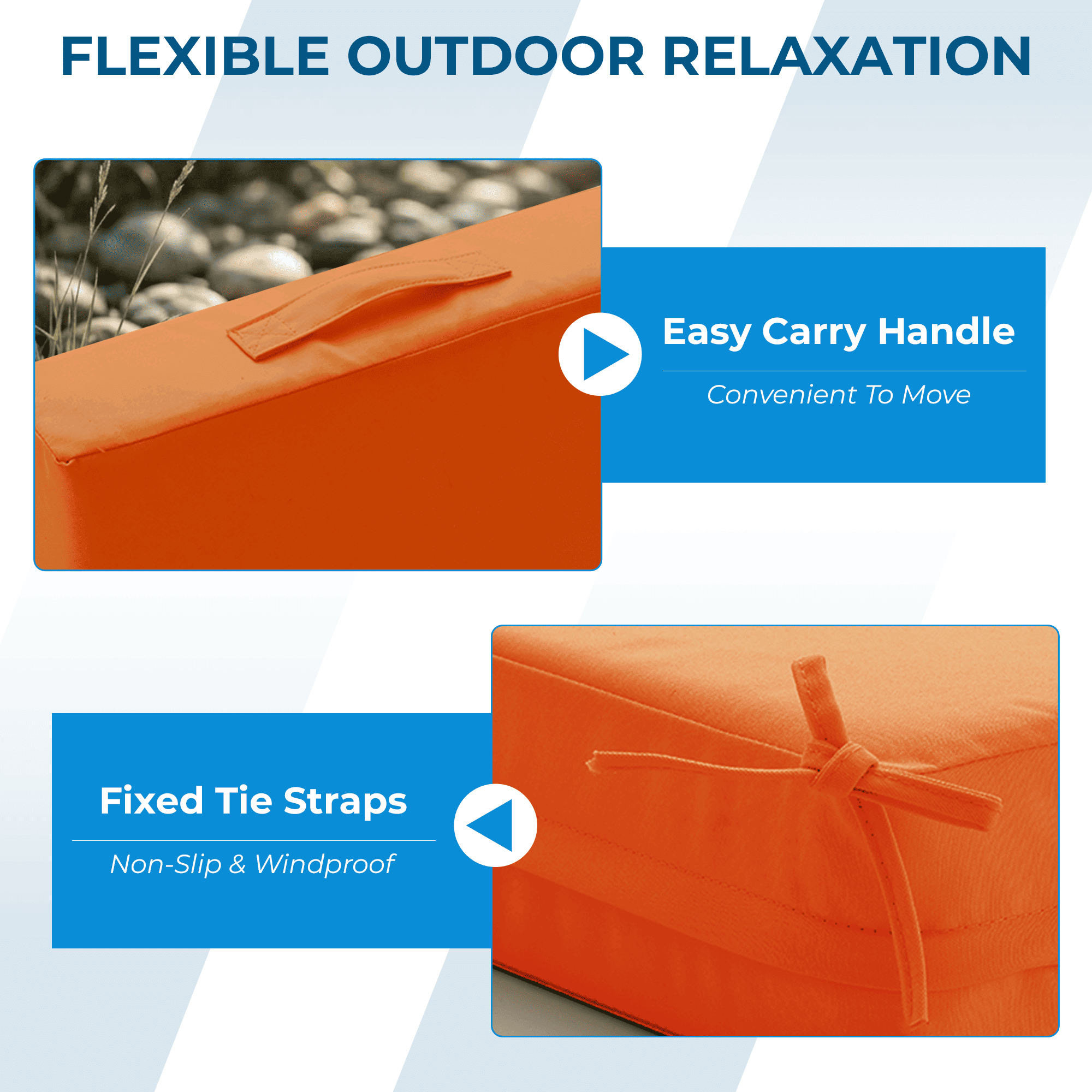 HOMREST Patio Furniture Cushions with Handle and Ties, Waterproof, Fade-resistant Outdoor Couch Cushion, Chair Pads for Dining Chairs, Orange