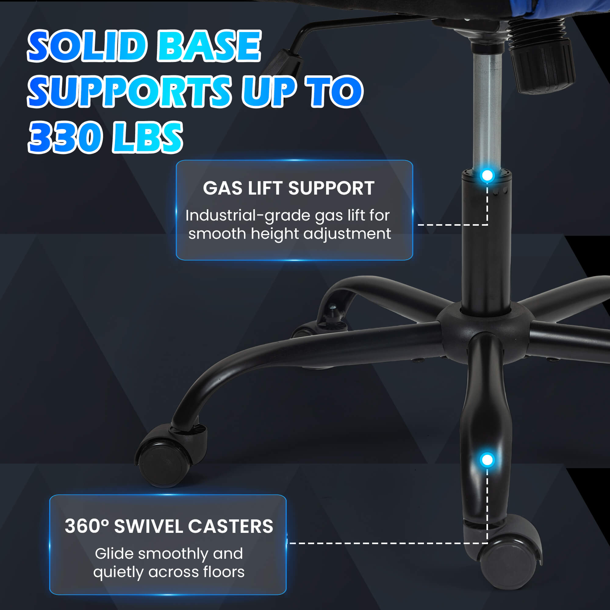 HOMREST Gaming Chair, Ergonomic Computer Gamer Chair with Massage Lumbar Support & Rocking High Back, Height Adjustable, Blue