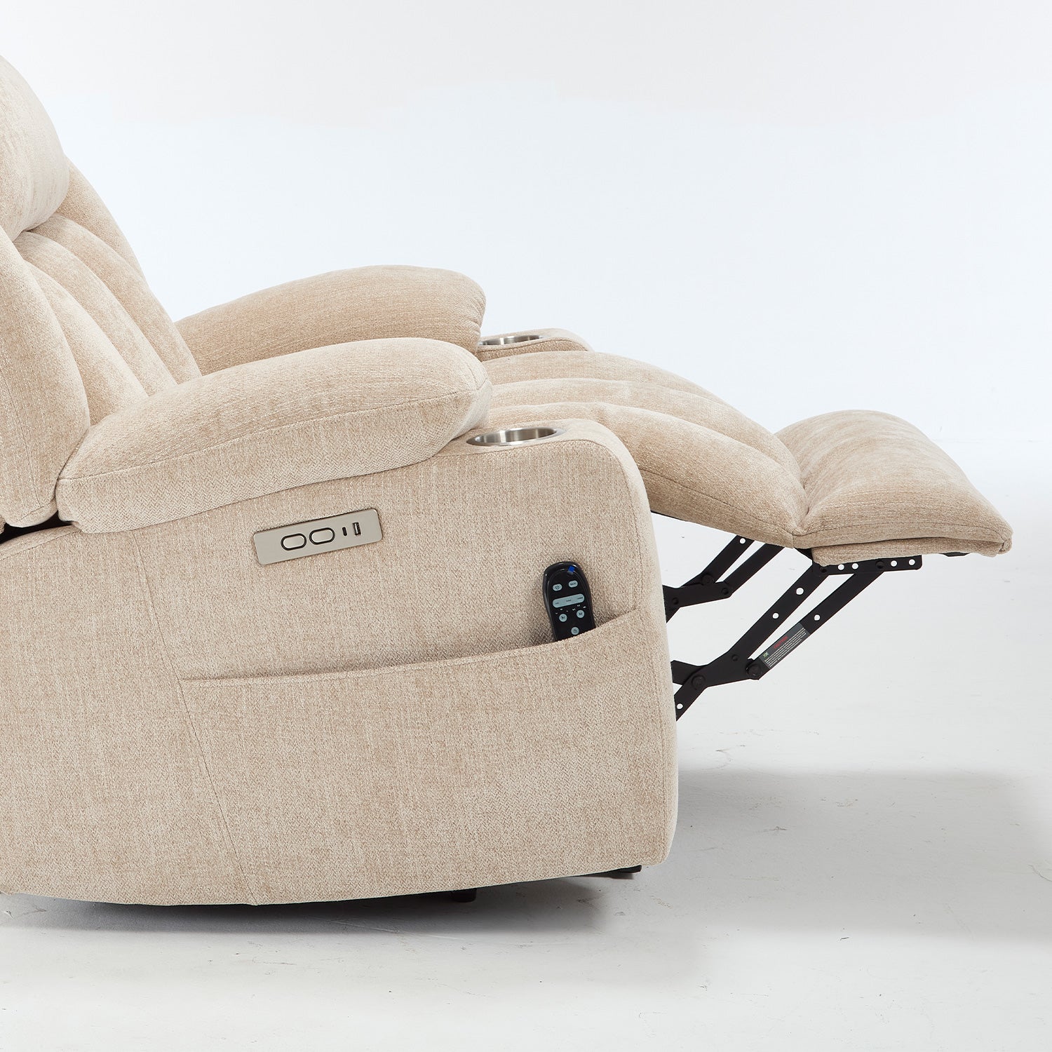 Homrest Premium Electric Recliner Chair with 8-Point Massage & Heating, Plush Chenille Fabric, Brown