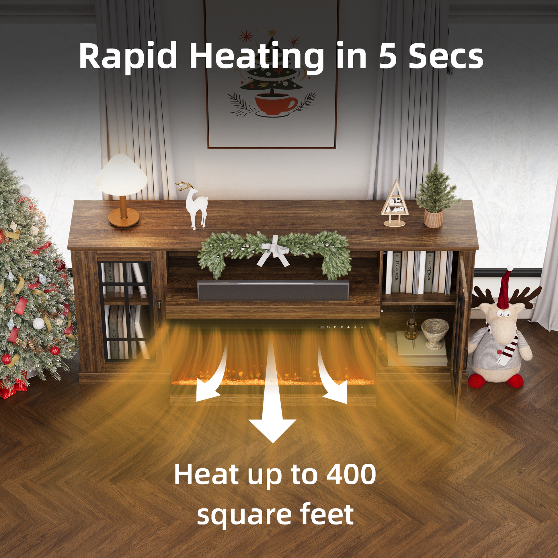brown-tv-stand-with-fireplace​
