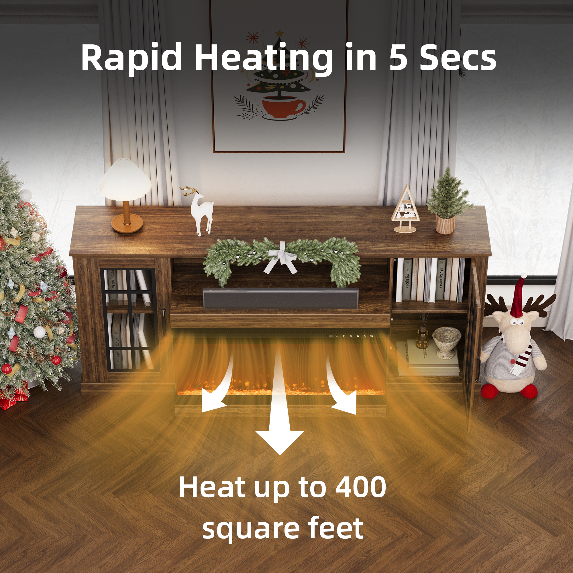 brown-tv-stand-with-fireplace​