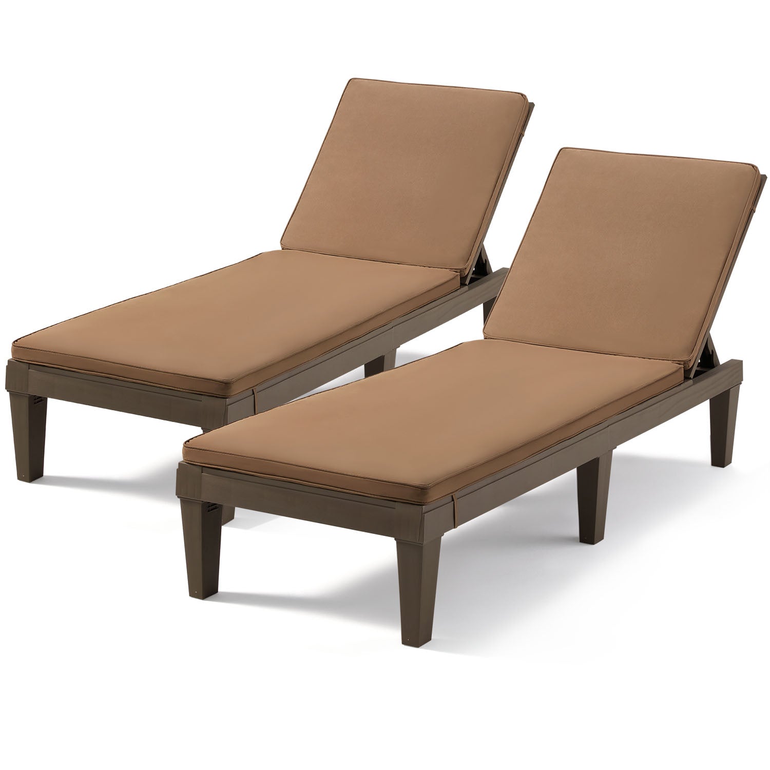 HOMREST Outdoor Chaise Lounge Chairs Set of 2 with Removable Cushions