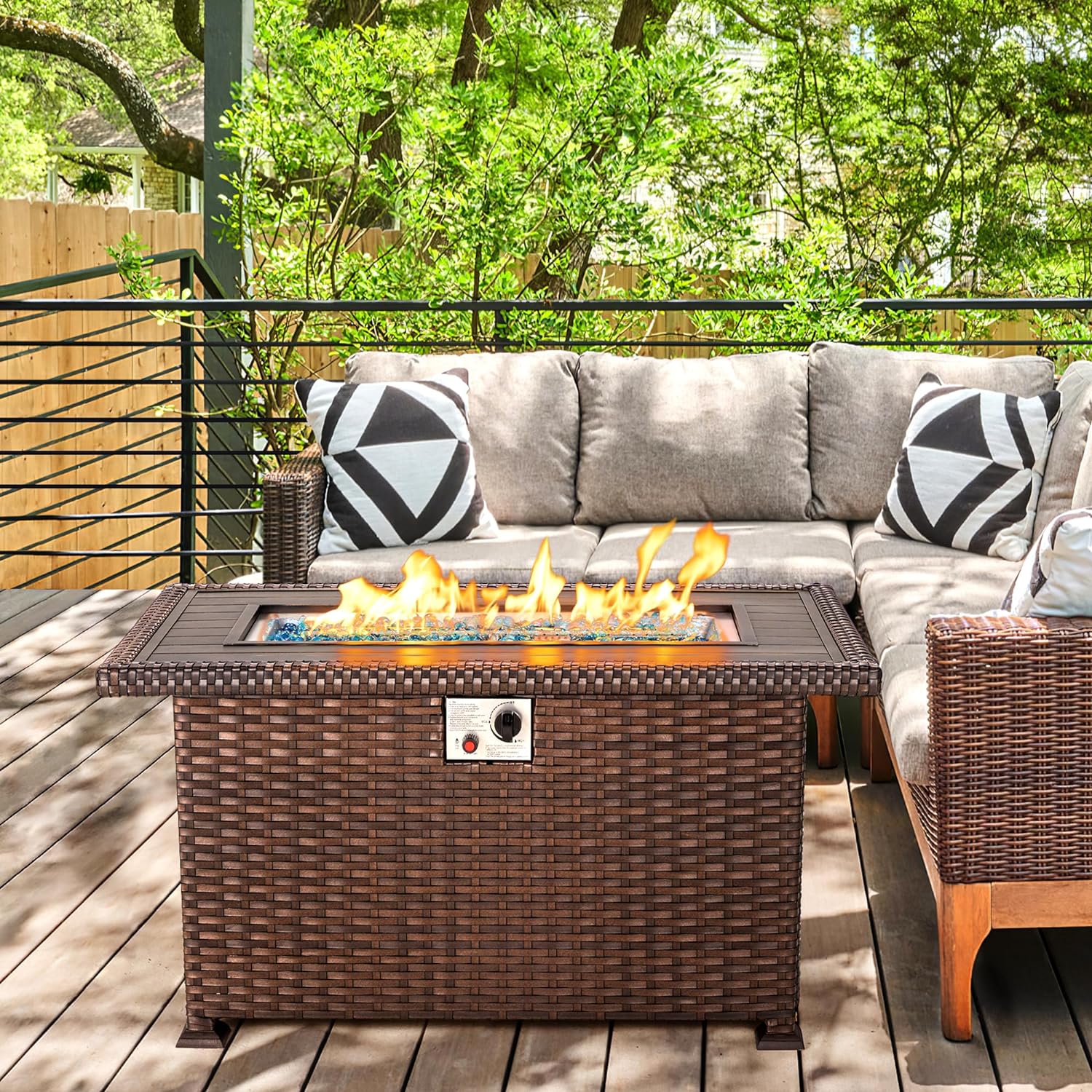 Homrest patio fire pit table for party and decoration, brown