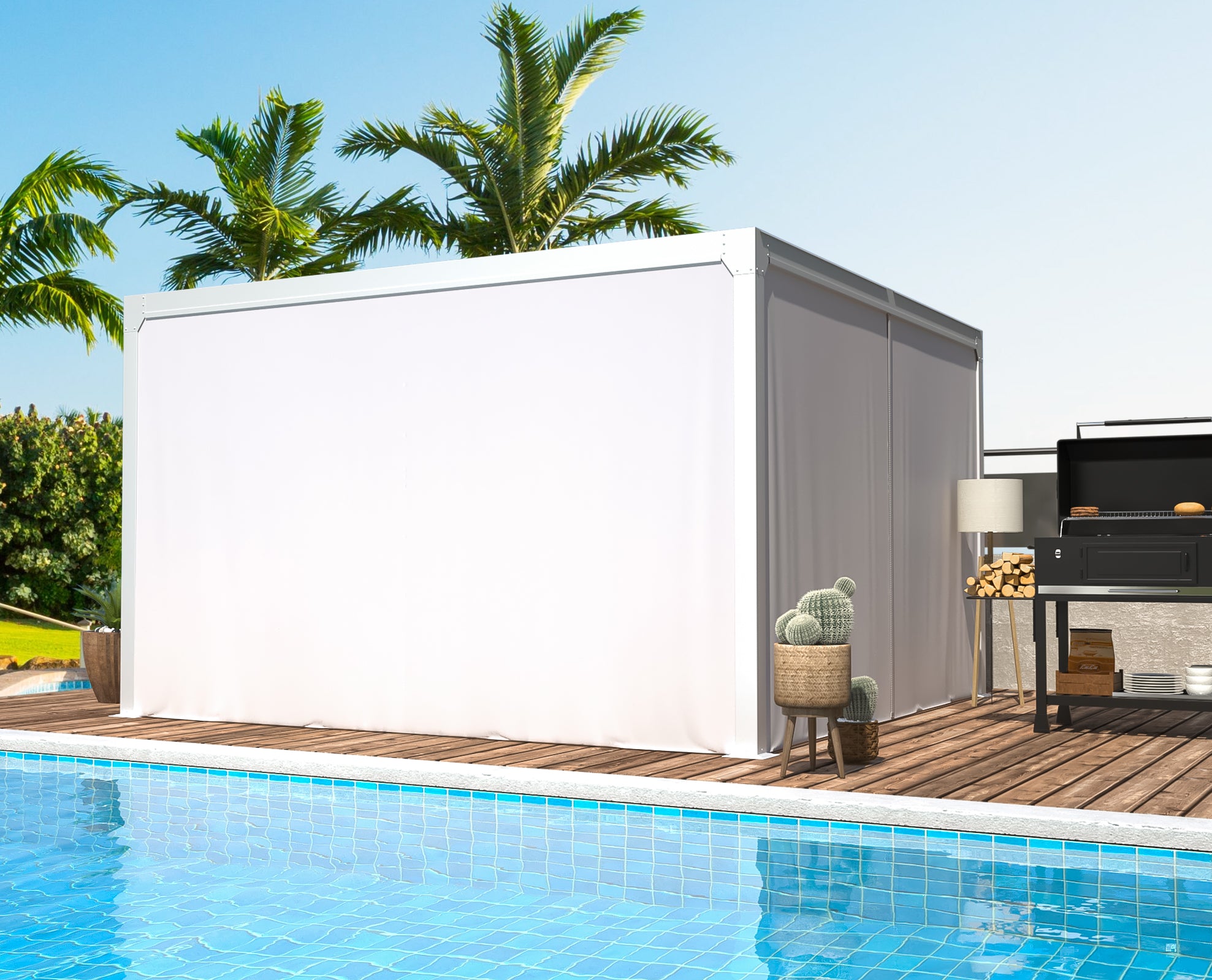 HOMREST Louvered Pergola 10x10 Outdoor Hard Top Pergola with Aluminum Frame, White