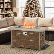 44'' Propane Gas Fire Pit Table 50000 BTU Auto-Ignition w/ Wind Guard, Aluminum Tabletop,Waterproof Cover, Glass Beads, Coffee | Homrest Furniture